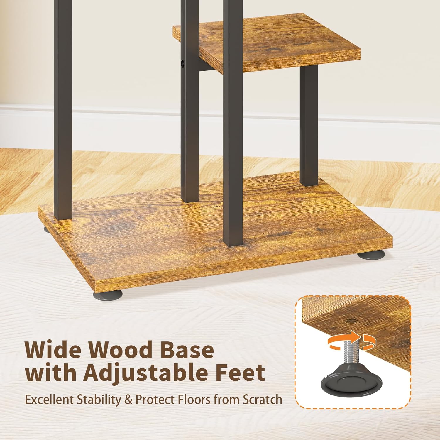 LASZOLA Black 4 Tiered Wood Plant Stand Indoor for Large Heavy Duty Planter, Sturdy Multi Level Corner Vertical Flower Rack for Narrow House, Rustic Tall Orchid Shelving Holder for Decor, Space Saving