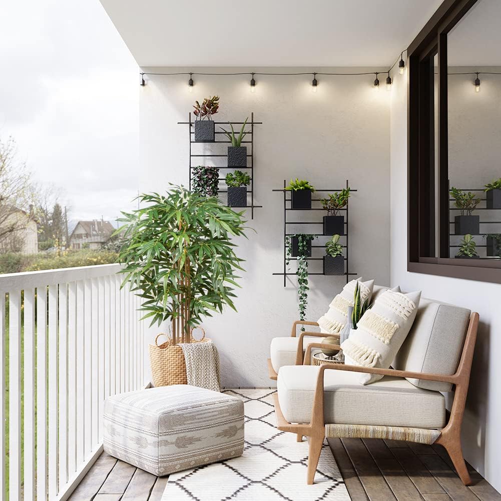 Artificial Bamboo Tree, 5 Feet Tall Decorative Bamboo Plants 60in Bamboo Silk Tree Large Fake Floor Plants for Living Room, Garden, Office Indoor/Outdoor Decor, 2 Pack