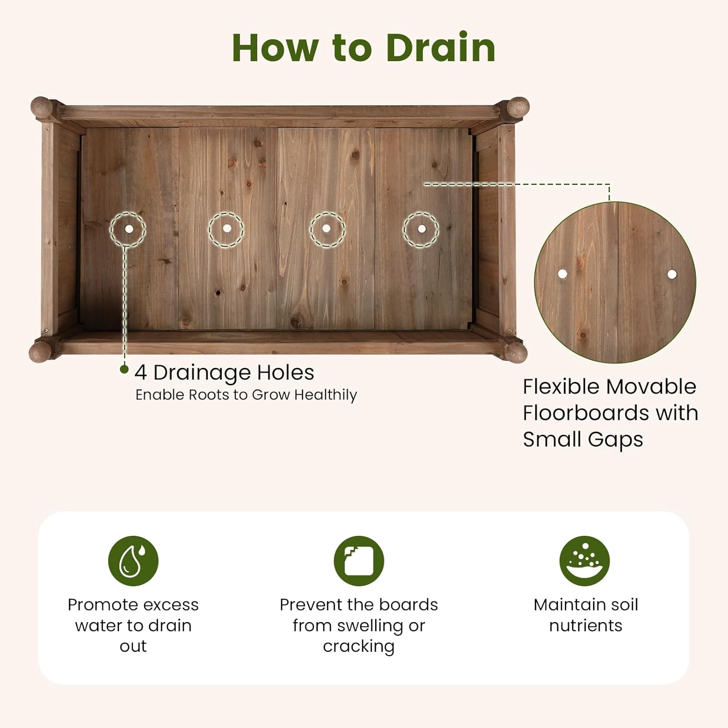 Giantex Wood Raised Garden Bed, 46"x24"x16" Rectangular Planter Box w/Drainage Holes for Growing Vegetables, Flowers, Herbs, Fruits, Easy Assembly, Outdoor Planting Bed for Backyard, Garden, Lawn