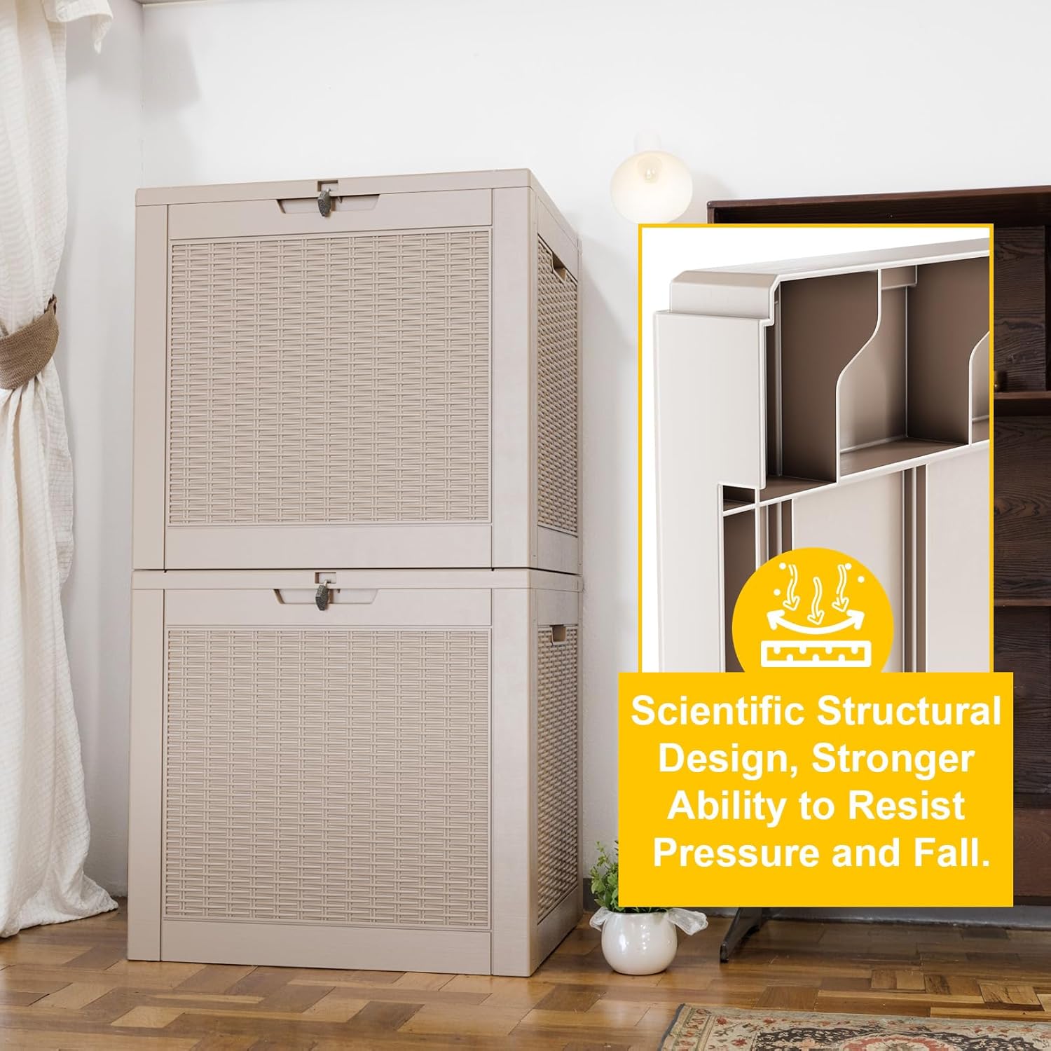 31 Gallon Waterproof Outdoor Storage Box,Resin Deck Box,Lockable Outside Storage Box Container for Patio Furniure,Garden,Pool Tools (31 Gallon,Grey)