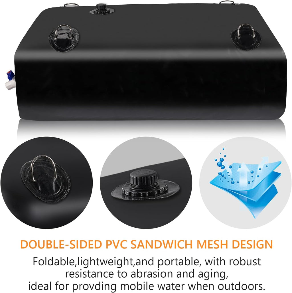 Water Storage Bladder, Water Tank, 150 Gallon Foldable Portable Water Storage, Large Water Storage Containers with 3/4" PVC Spigot Kit for Camping, Garden, Emergency Water Storage