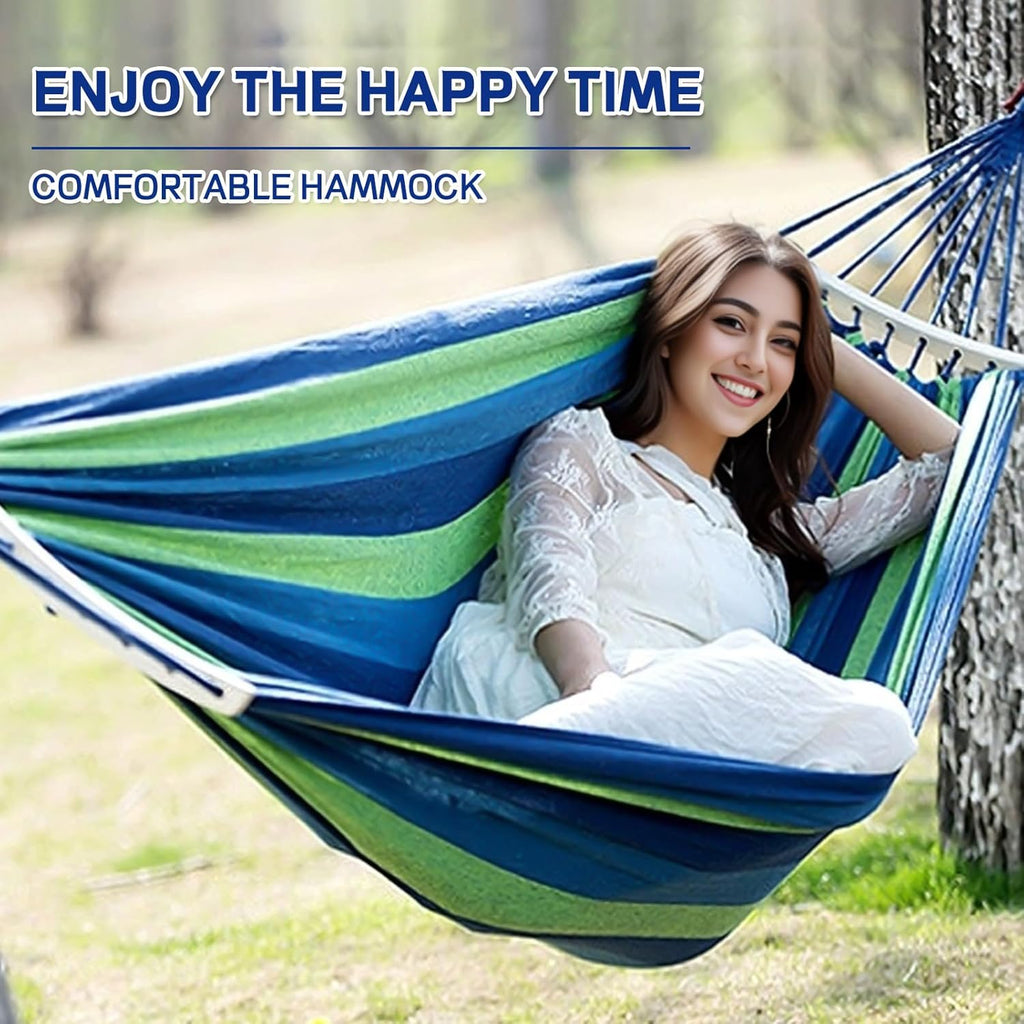 Durable Hammocks 660 Lbs Capacity, Camping Essentials Hiking Gear Accessories Max 2 X Tree Straps & Carabiners & Duckbilled Buckle & Thicker Rope & Portable Carrying Bag Included (Blue)