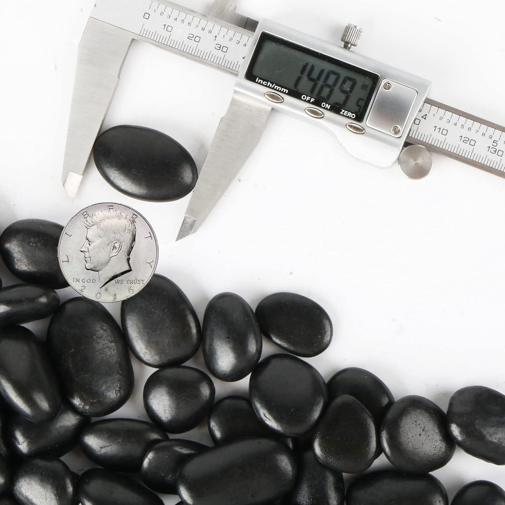 Black Pebbles for Plants 1.8lb Bulk Bag Aquarium Gravel 0.8"- 1.2" Decorative Polished Fish Tank Stone