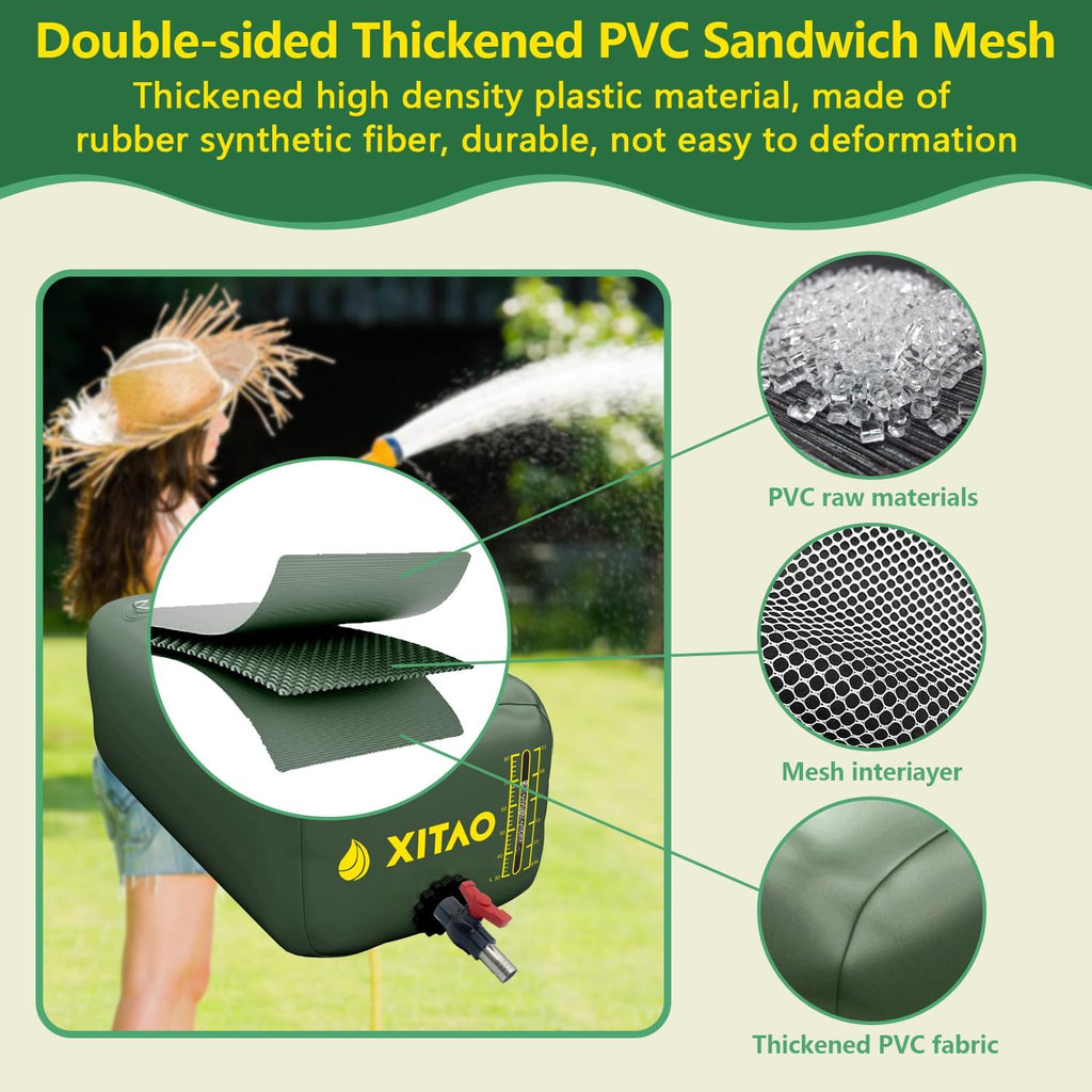 XITAO 29Gal Storage Bladder w/Level Indicator, Large Capacity Foldable Containers, Portable Emergency Tank Bag for RVs, Fire Prevention, Irrigation, Green