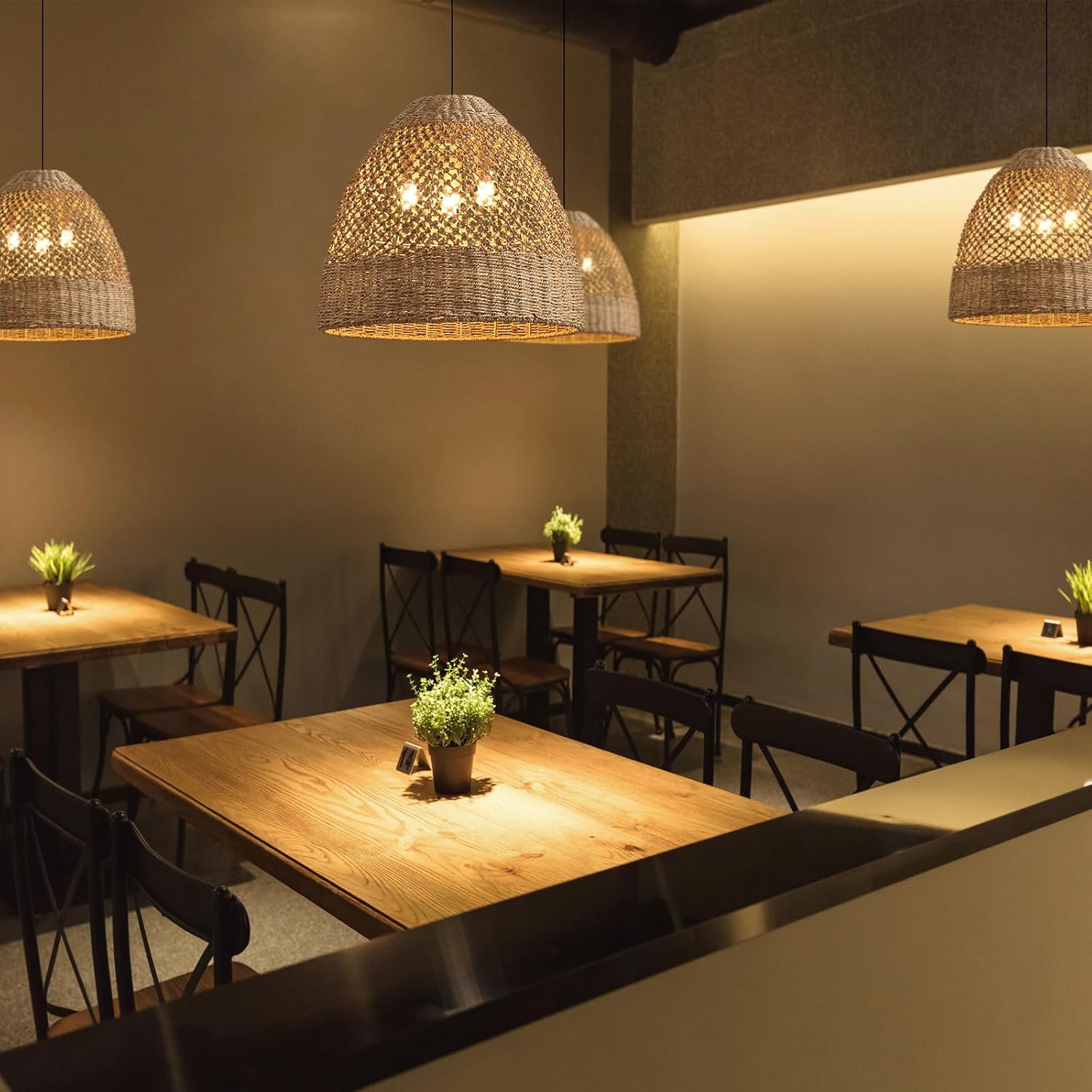 18.9" Rattan Chandelier, Coastal Large Pendant Light,Boho 3-Light Wicker Hand-Woven Seagrass Pendant Lighting Ceiling Hanging,for Kitchen Islands, Dining Rooms, and Farmhouses.