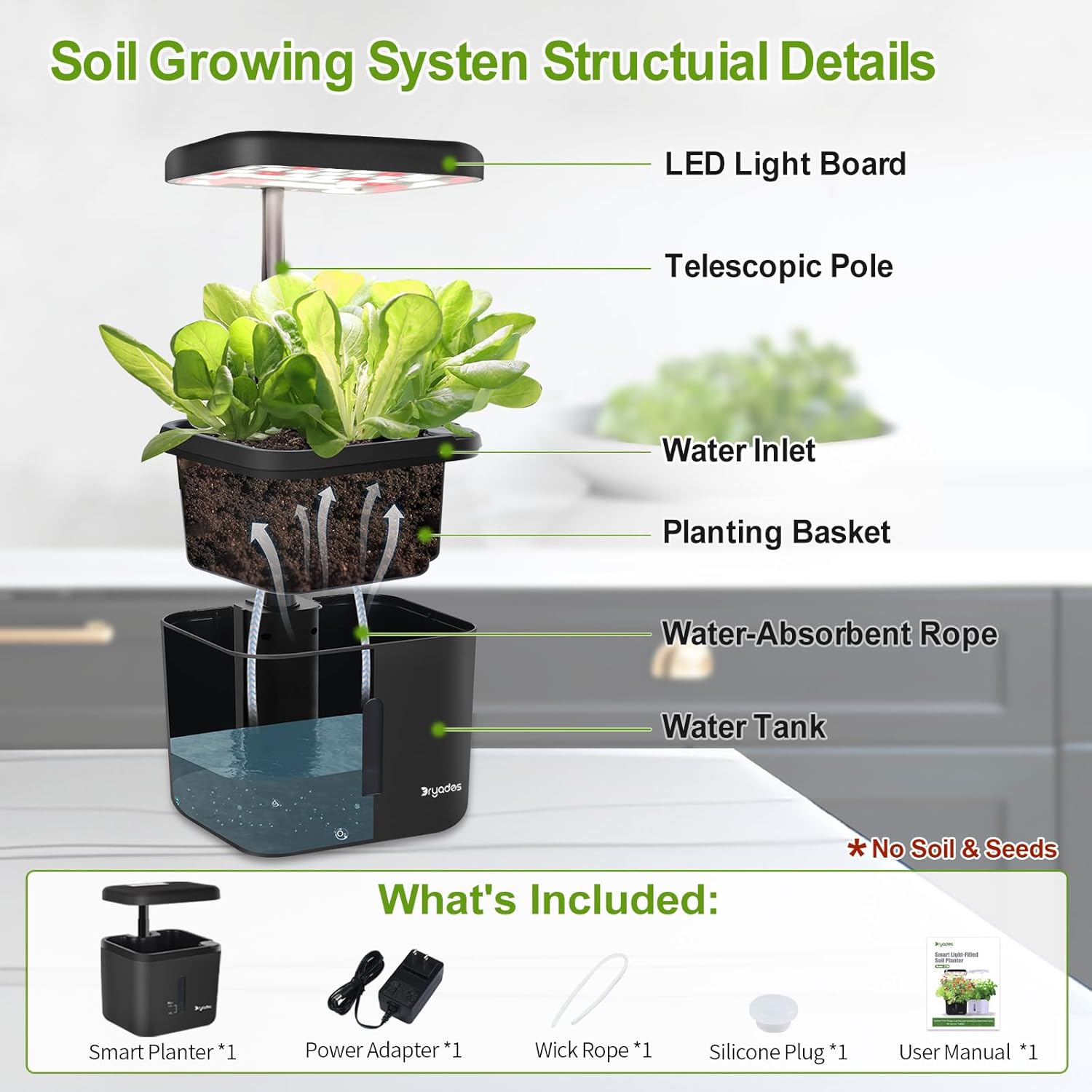 Indoor Garden Growing Systems Self-Watering Plant Pot Smart Gardening System with 17 Watts LED Grow Light Auto Timer Gardening Plant Gifts for Dad Mom Plant Pot for Vegetables Herbs(No Seeds&Soil)