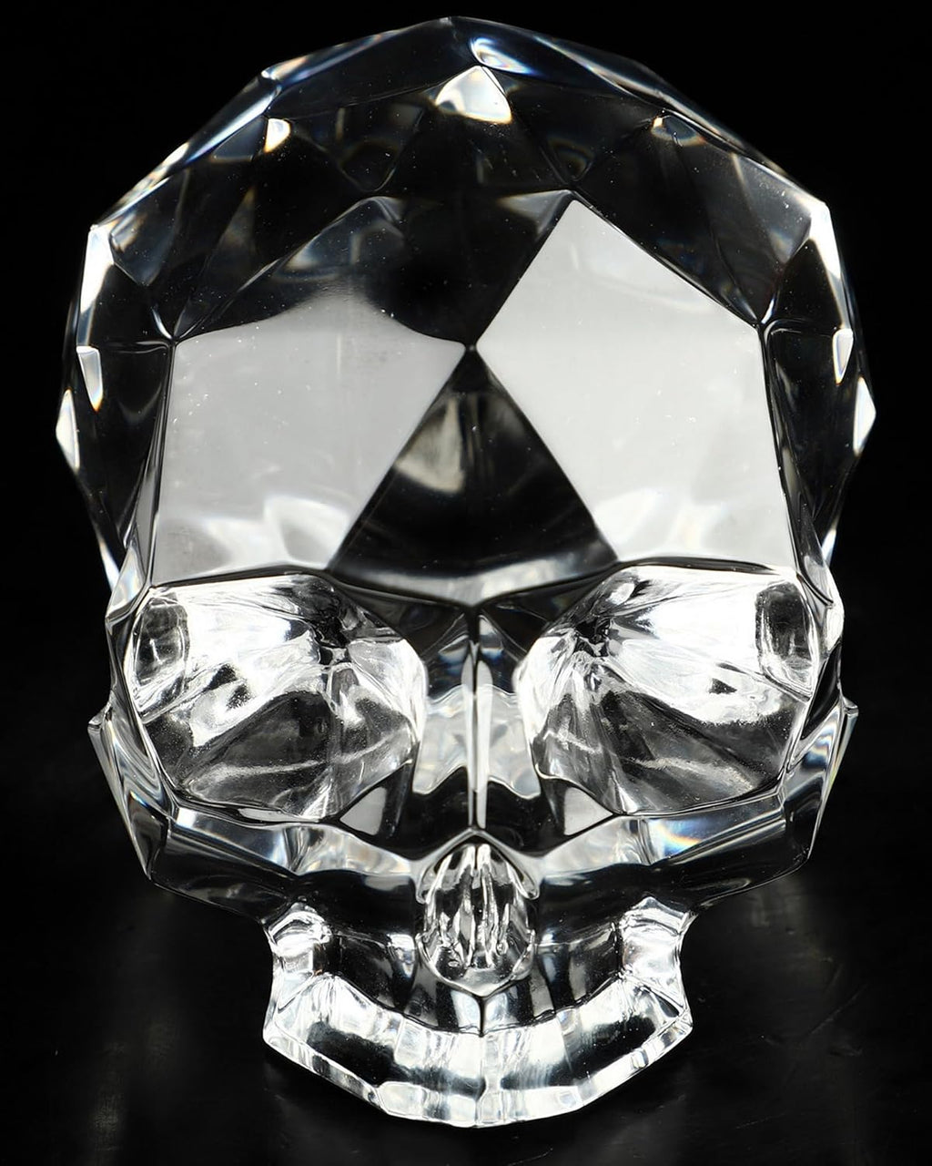 Skullis 3.8" K9 Crystal Skull, Hand Carved Gemstone Fine Art Sculpture, Reiki Healing Stone Statue.828