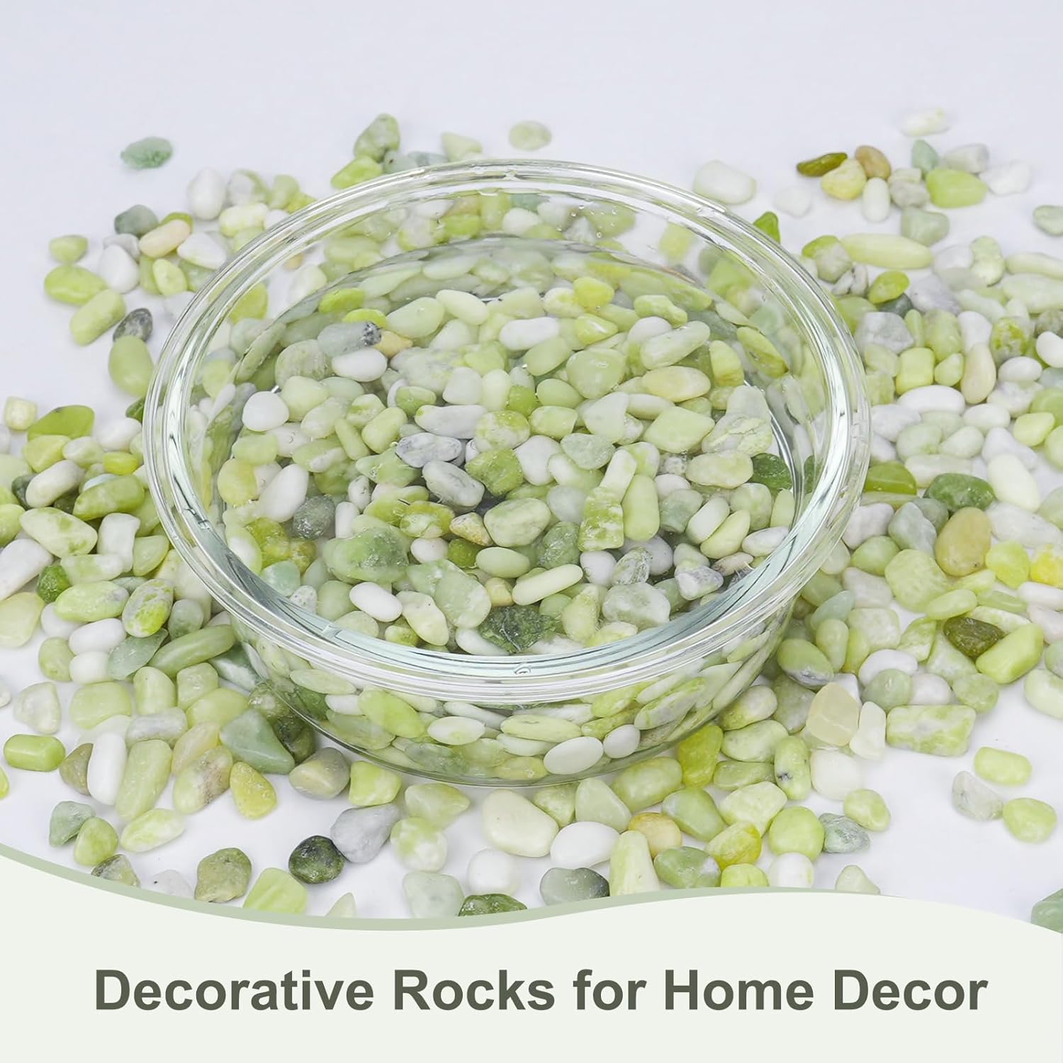 2.5 lbs Jade Pebbles for Indoor Plants, Decorative Pebbles for Bamboo, Vase, 3/8" Plant Gravel for Pots Indoor, Highly Polished Small River Rocks