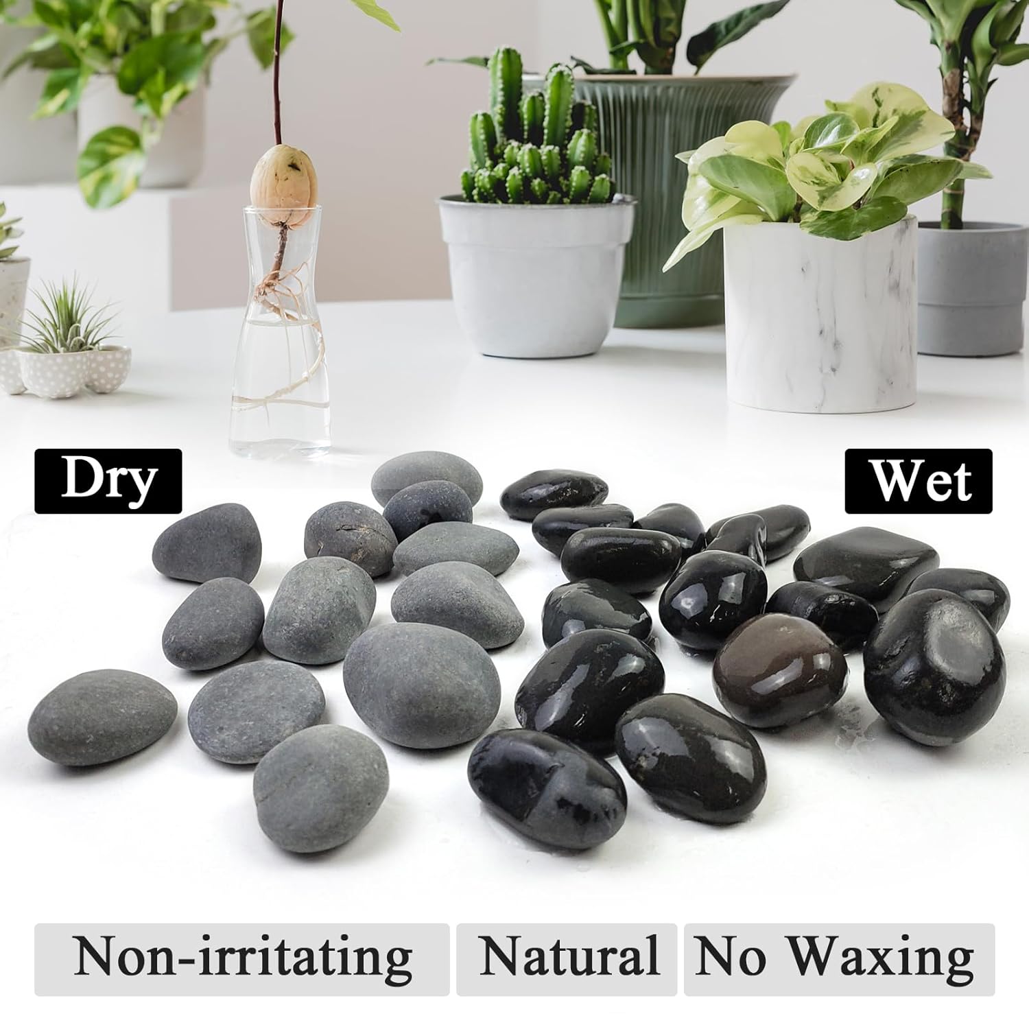 Black River Rocks for Landscaping, 2-3 Inch Natural River Rocks for Garden Beds, Potted Plants, Fish Tanks, DIY Pathway and Backyard Accent, Stones for Crafts, Walkways,(20lbs Bulk)