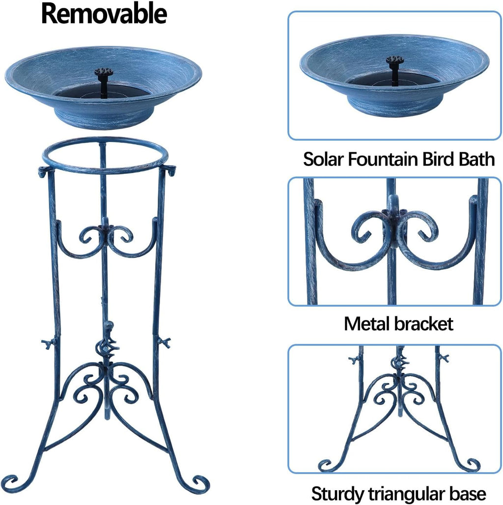 Solar Bird Bath for Outside, Metal Birdbath Stand and Solar Fountain Bird Bath Bubbler Combo Set, Solar Birdbaths for Outdoors Garden Lawn Yard Decor