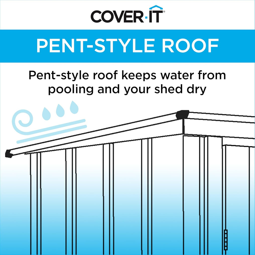 Cover It 5' x 3' Galvanized Steel Outdoor Storage Shed with Pent Roof and Lockable Sliding Doors, Weather-Resistant Steel Storage Shed for Backyards, Tan