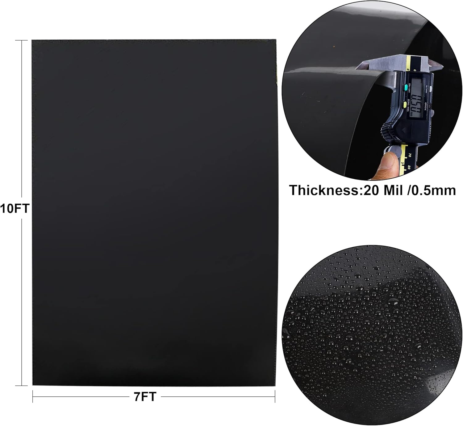 7 x 10 FT Pond Liner, 20 Mil Fish Pond HDPE Liner, Pond Liners for Outdoor Ponds, Koi Ponds, Garden Fountain, Waterfall