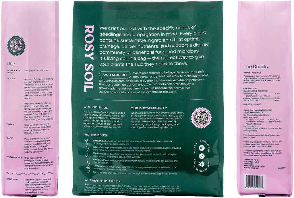 Seedling Seed Starter Soil Mix - Peat-Free Organic Potting Mix for Seeds, Cuttings, Microgreens- Enriched w/Worm Castings, Root-Boosting Biochar, Less Prone to Gnats for Germination & Propagation- 4qt