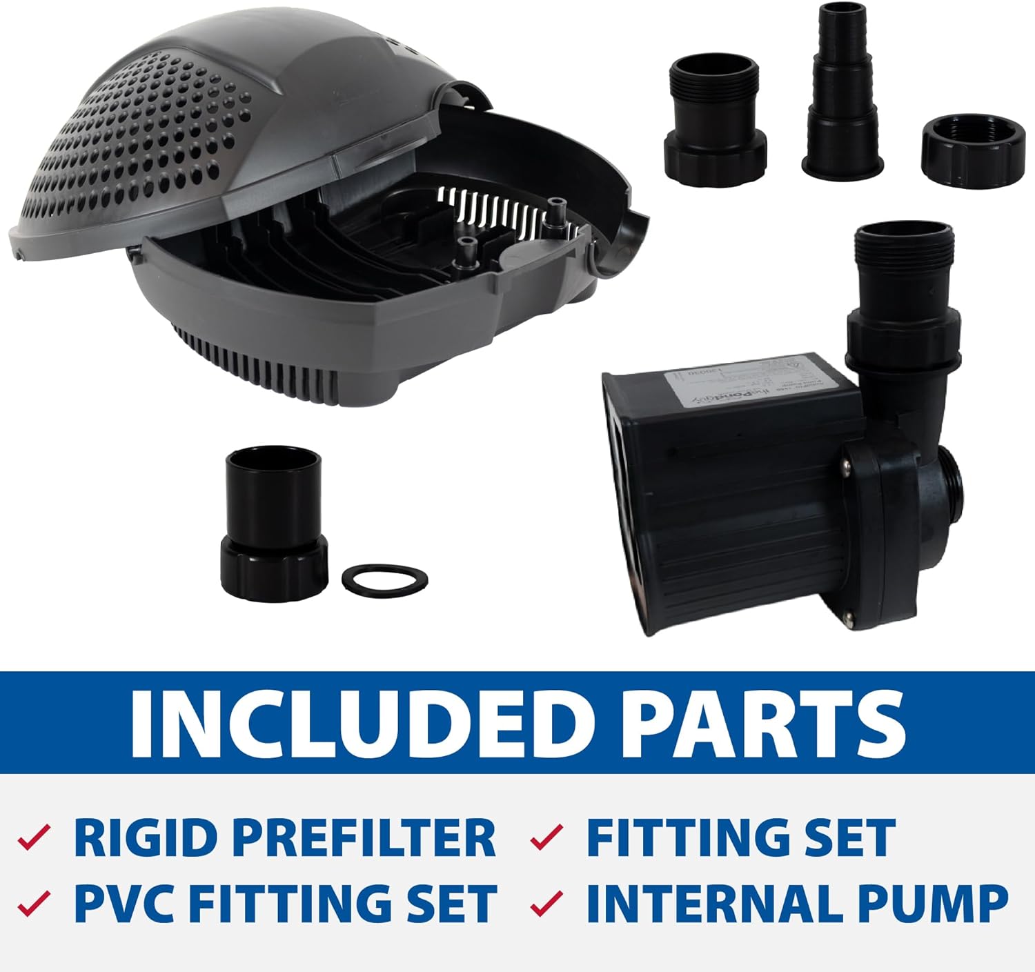 The Pond Guy SolidFlo G2 Submersible Pump for Small Ponds, Water Gardens & Waterfalls, Quiet, Durable, and Efficient Flow, Easy DIY Setup, 600 GPH