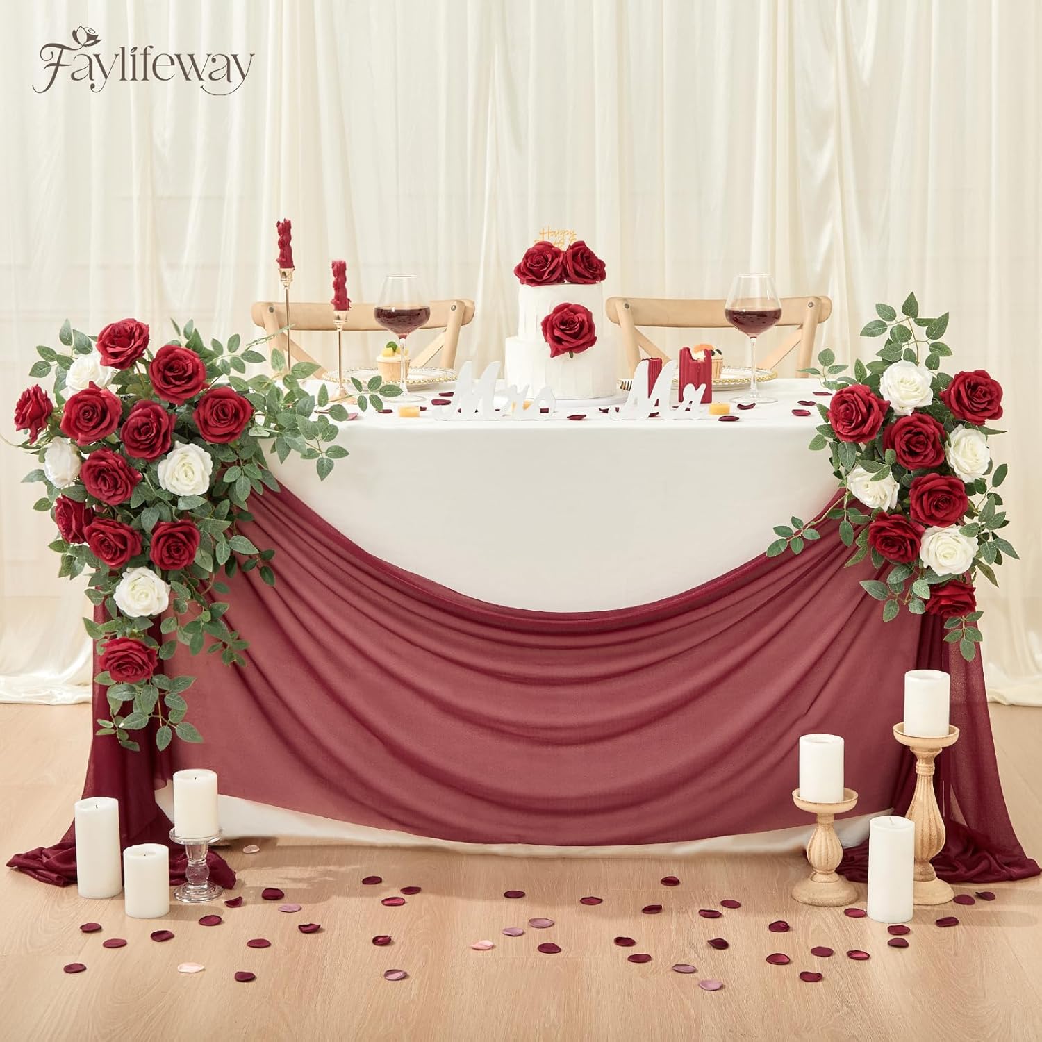 20PCS Artificial Dark Red Roses, 3.9'' Silk Flower Head Fake Red Rose with Long Stems, Realistic Faux Roses Bouquet for Mother's Day DIY Wedding Home Party Office Decoration