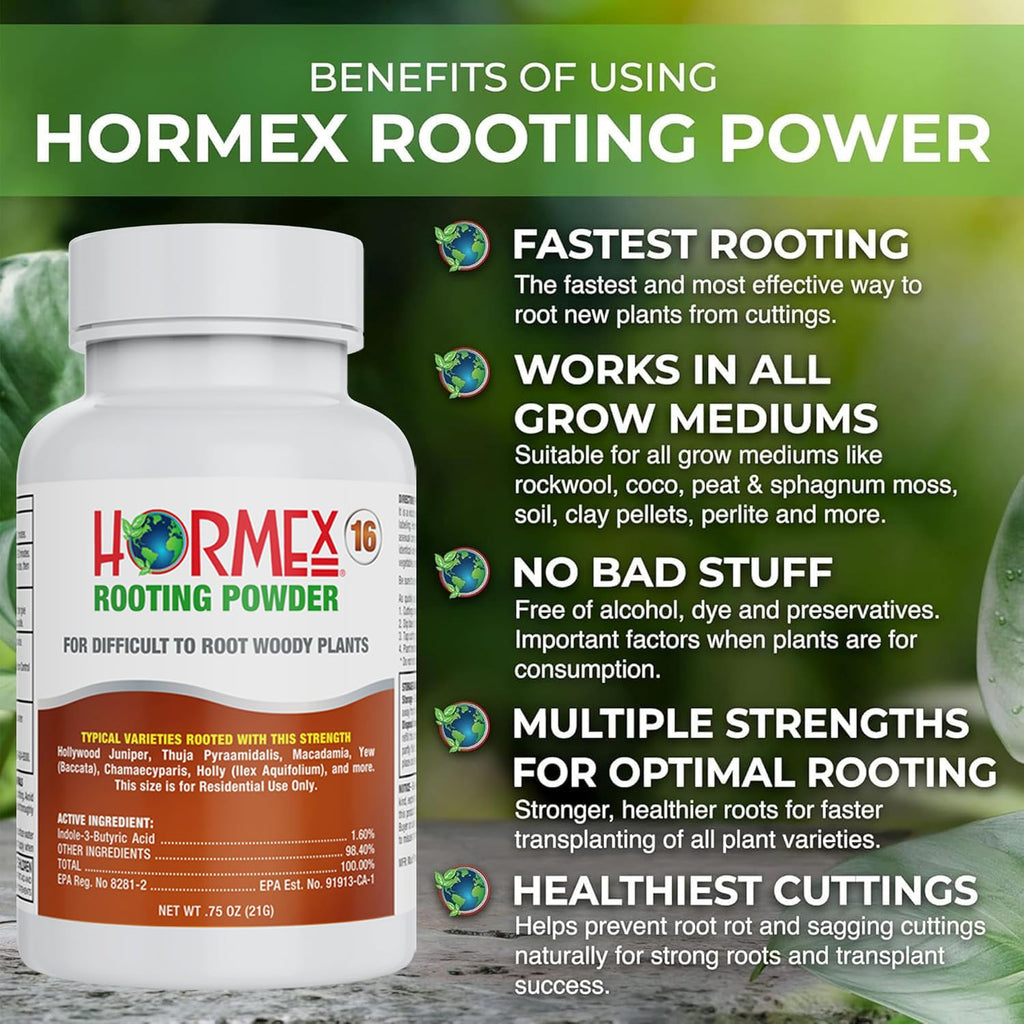 Hormex Rooting Powder #16 & Rooting Cubes Combo - Rooting Hormone for Hardwood Cuttings & Organic Peat Moss Coco Plugs - Fast, Healthy Root Growth for Propagation, Hydroponics, & Seed Starting
