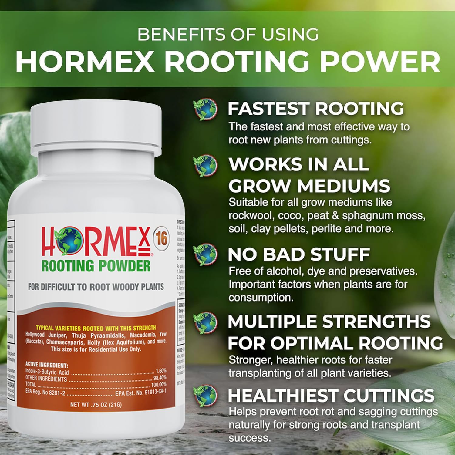Hormex Rooting Powder #16 & Rooting Cubes Combo - Rooting Hormone for Hardwood Cuttings & Organic Peat Moss Coco Plugs - Fast, Healthy Root Growth for Propagation, Hydroponics, & Seed Starting