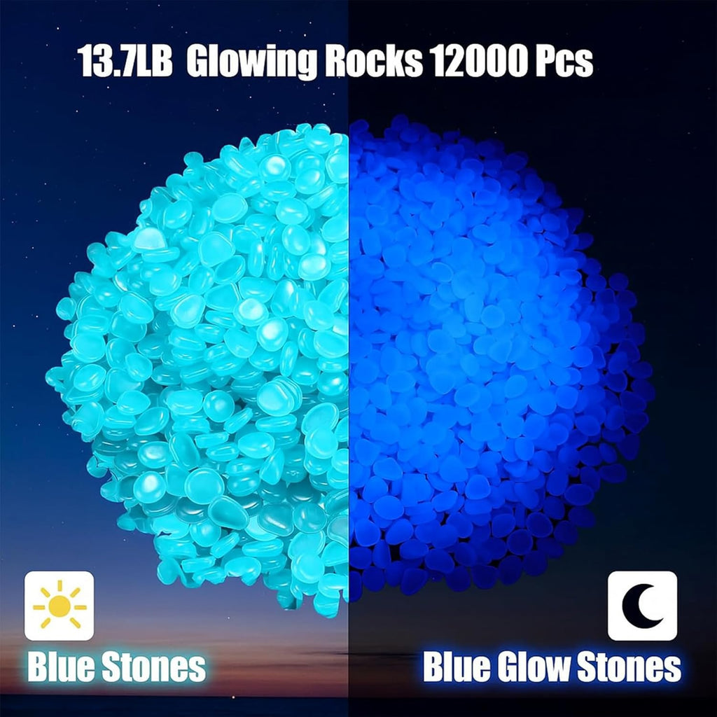 12000 PCS Glow in The Dark Rocks – Plastic Resin Glow Rocks for Landscaping, Garden Pebbles & Stones for Aquarium and Outdoor Decor(White)