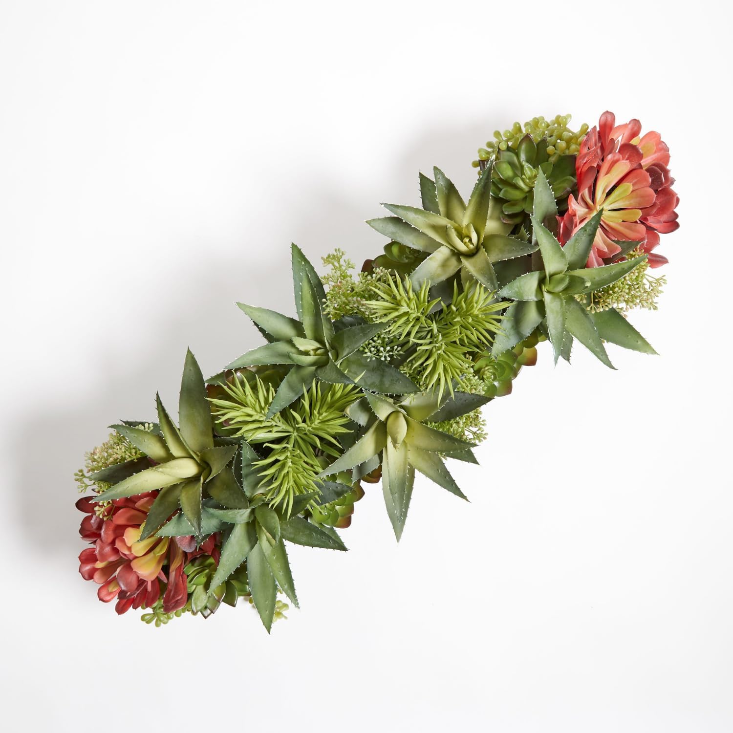 Oblong Faux Succulent Arrangement, Premium Artificial Indoor Plant Enhances Interior Design, Display on any Surface in Your Home Adding an Inviting Touch of Nature, Grey Planter Pot Included