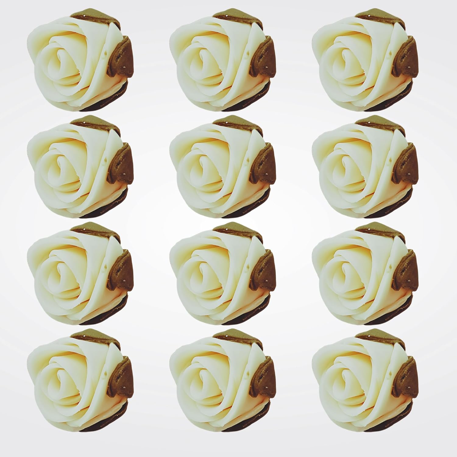 Confect Edible Flower | Edible Flower for cake decorations | Edible Flower Cupcake Toppers | Cupcakes & Doughnut Edible Toppers | Classic Pearl Ivory Sugar Flower- Pack of 12