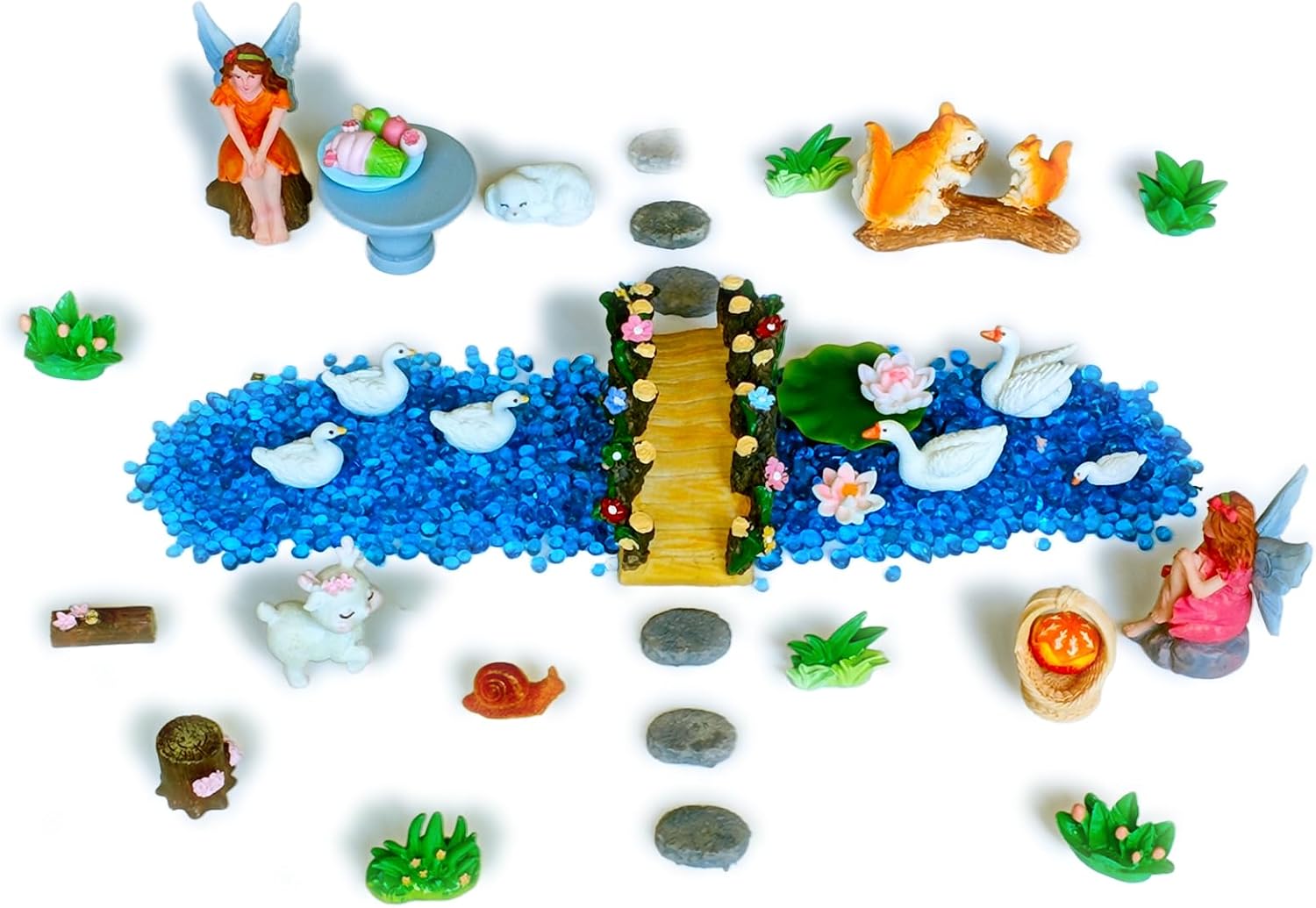 Miniature Fairy Garden Accessories, 36 Pieces Miniature Resin Figurines for Plant Pots, Backyard, Lawn, Micro Landscape, Dollhouse, Terrarium