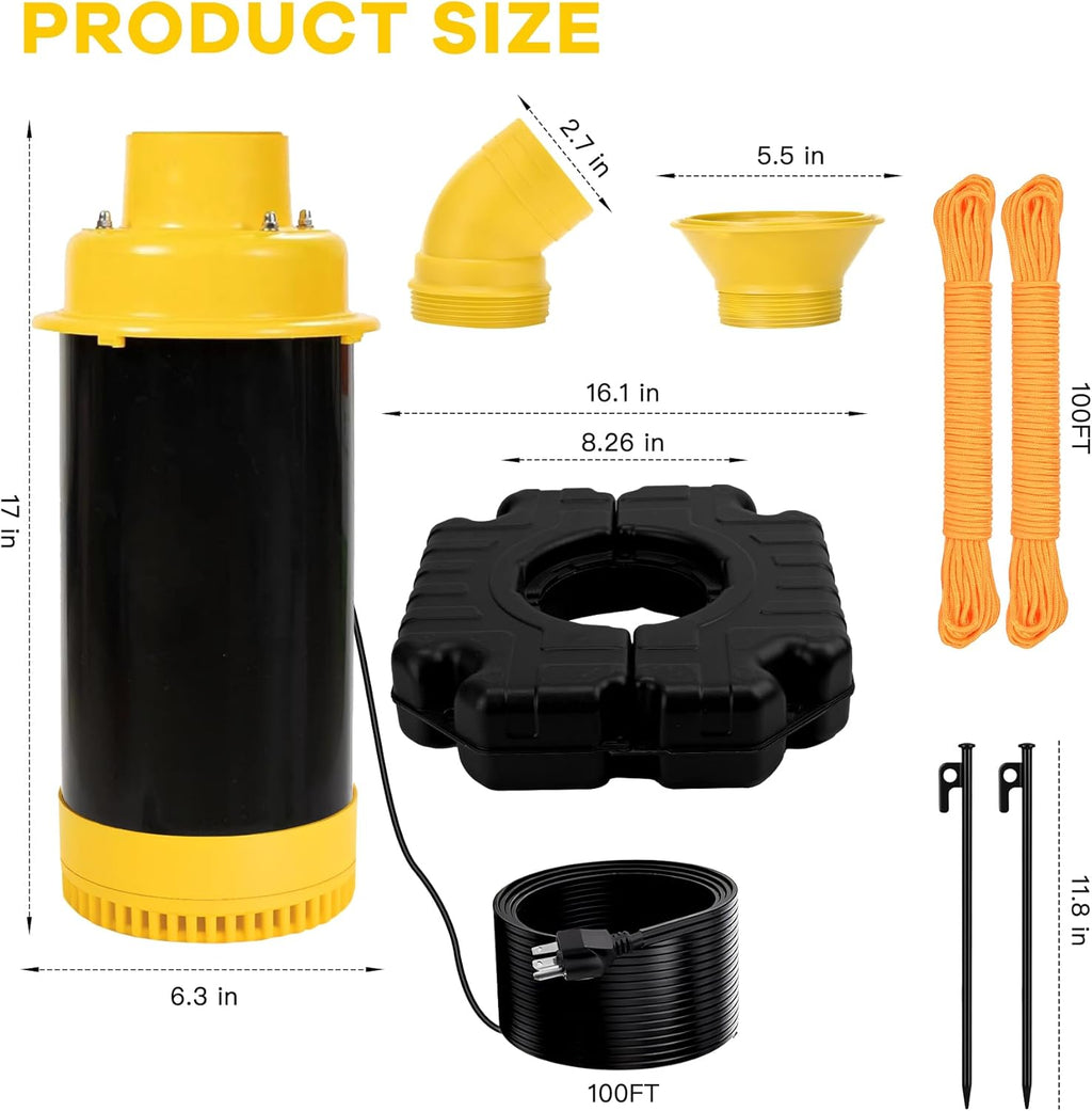 Pond Fountain Aerator, 1HP 15000 GPH Floating Aerating Fountain with Timer & 100FT Rope & Cord, Jet System for Large Outdoor Ponds & Lakes