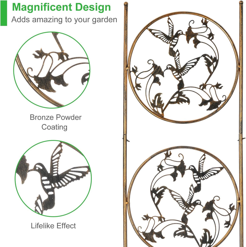 Set of 2 Hummingbird Metal Garden Trellis for Climbing Plants, Decorative Vegetables Flowers Vine Trellis for Outdoor Patio 55'' H x 12.4'' W