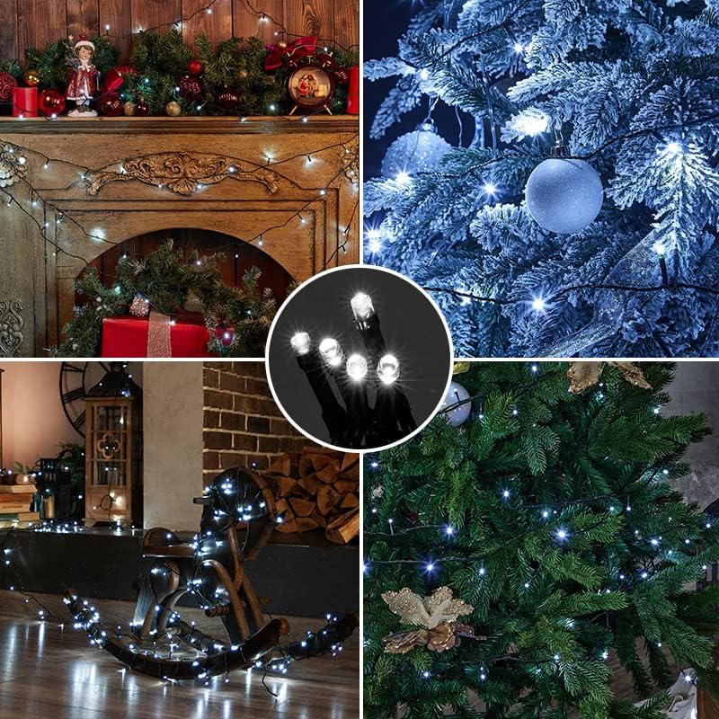 weillsnow White Christmas Fairy Lights Plug in, 200 LED 66FT Waterproof Christmas String Lights, 8 Modes with Memory for Outdoor Indoor Wedding Garden Christmas Decorations (66FT, White)