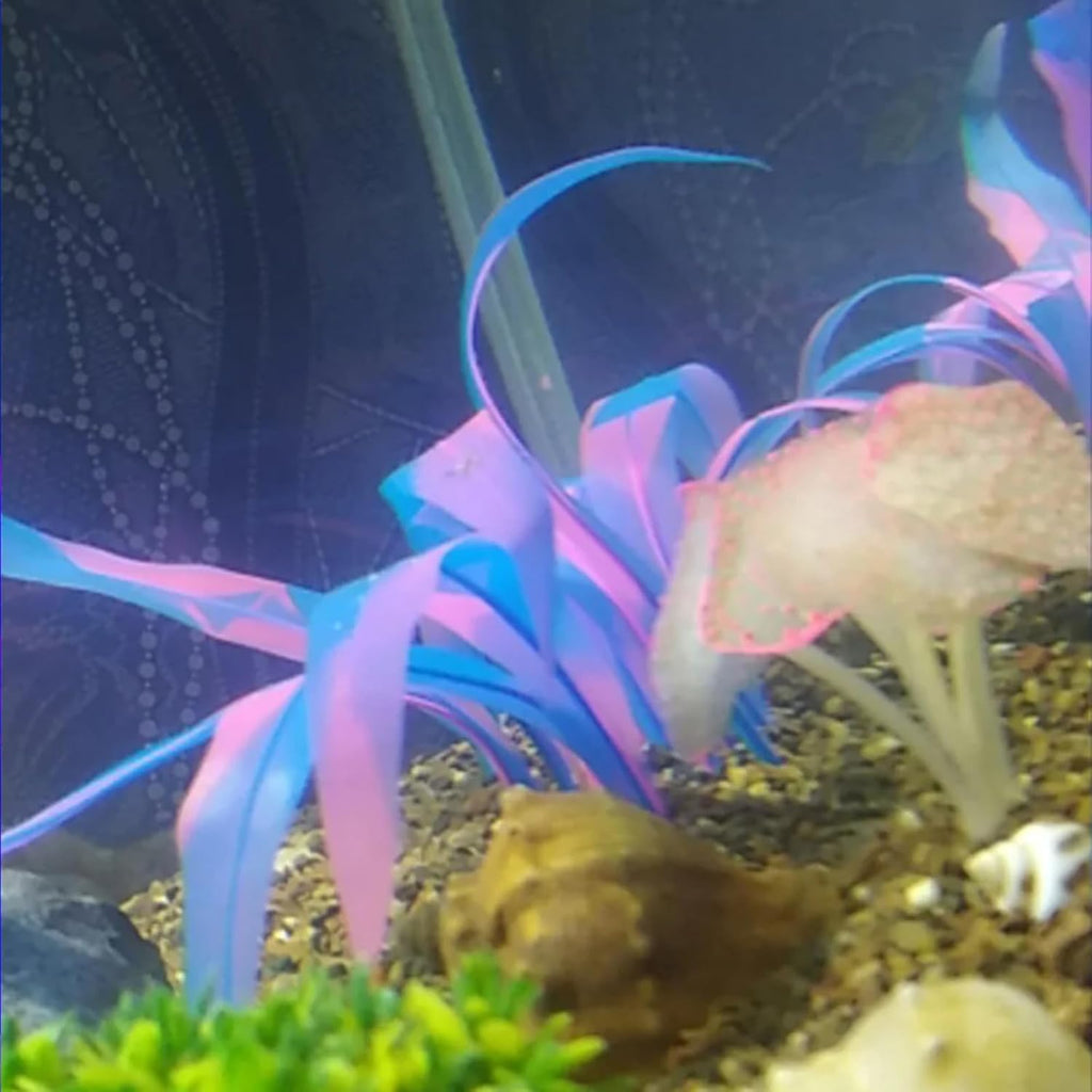 2Pcs Soft Silicone Aquarium Plants Glowing Kelp Fish Tank Plants Decor Artificial Aquarium Plant Decoration Simulation Artificial Water Grass for Fish Tank,Blue,7inch