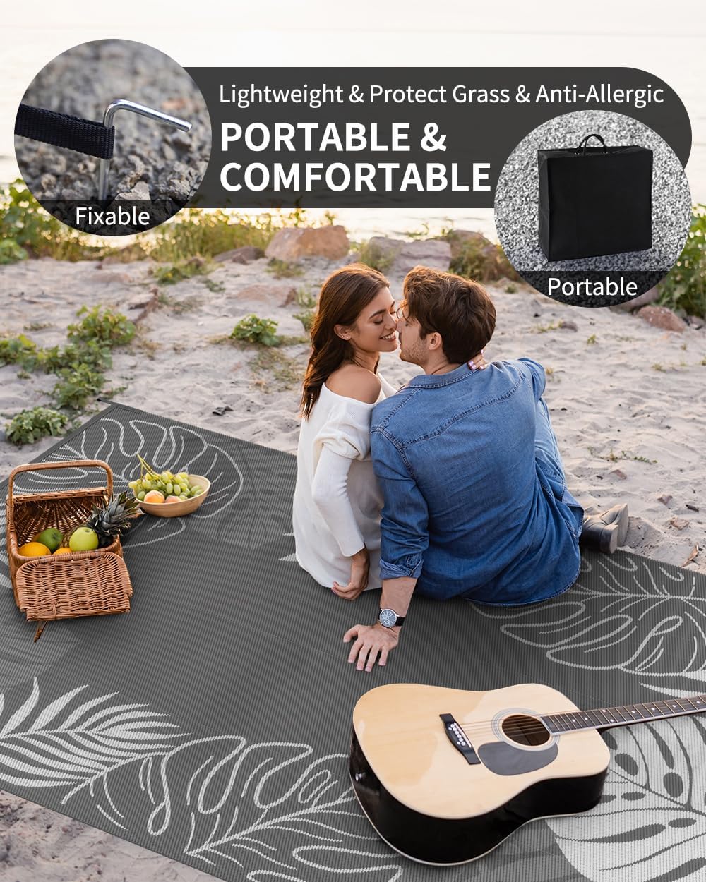 COCOER Tropical Outdoor Rug 8x10 Reversible-Waterproof Patio Rug-Quick Dry Outdoor Carpet-Outdoor Area Rugs Indoor Outdoor Rugs-Outside Rug Patio Decor for Porch Deck Balcony Backyard