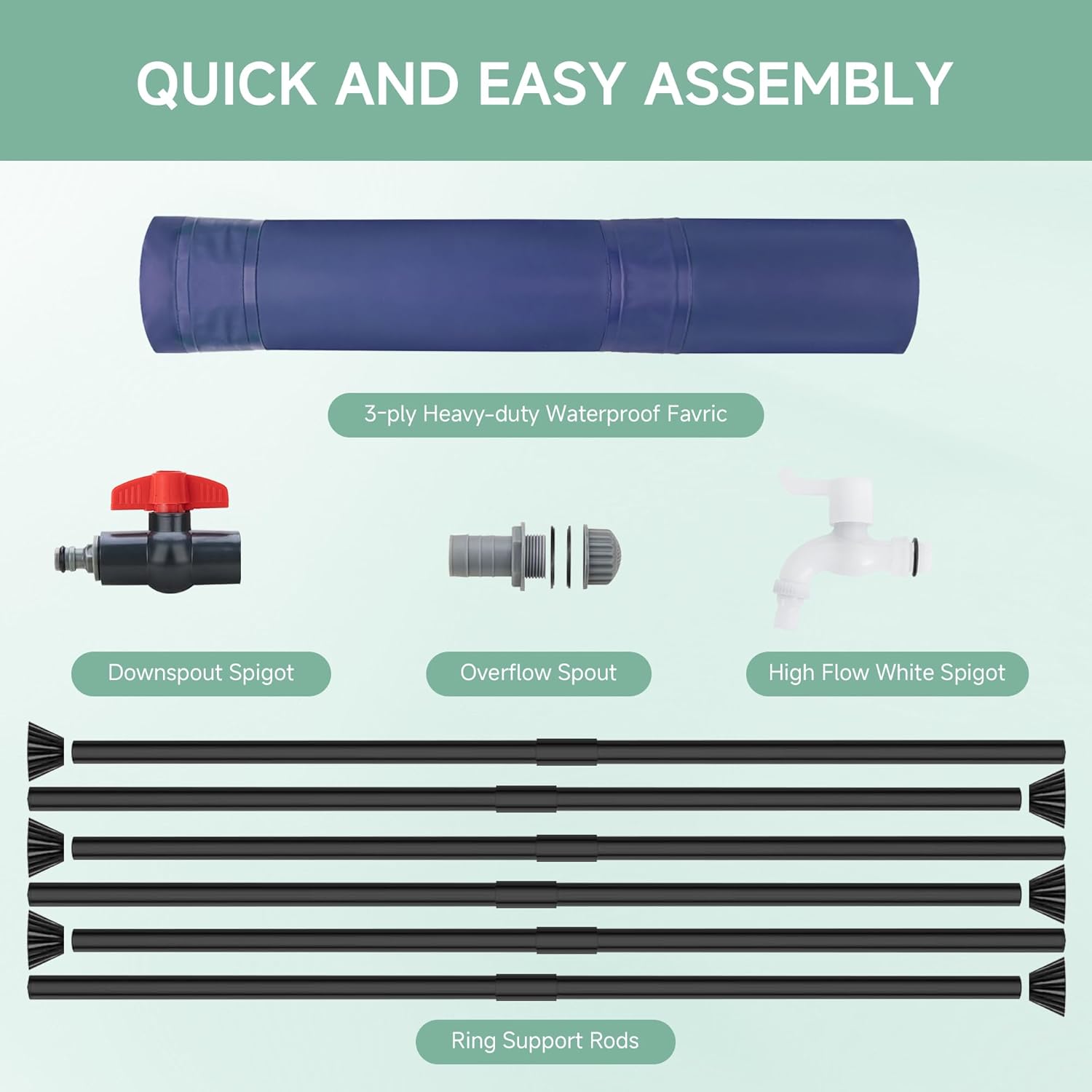 Collapsible Rain Barrel Water Storage Containers-53 Gallon Portable Rainwater Collect System Water Tank to Collect Rainwater from Gutter Downspout Water Catcher with Spigots,Filter＆Overflow Kits