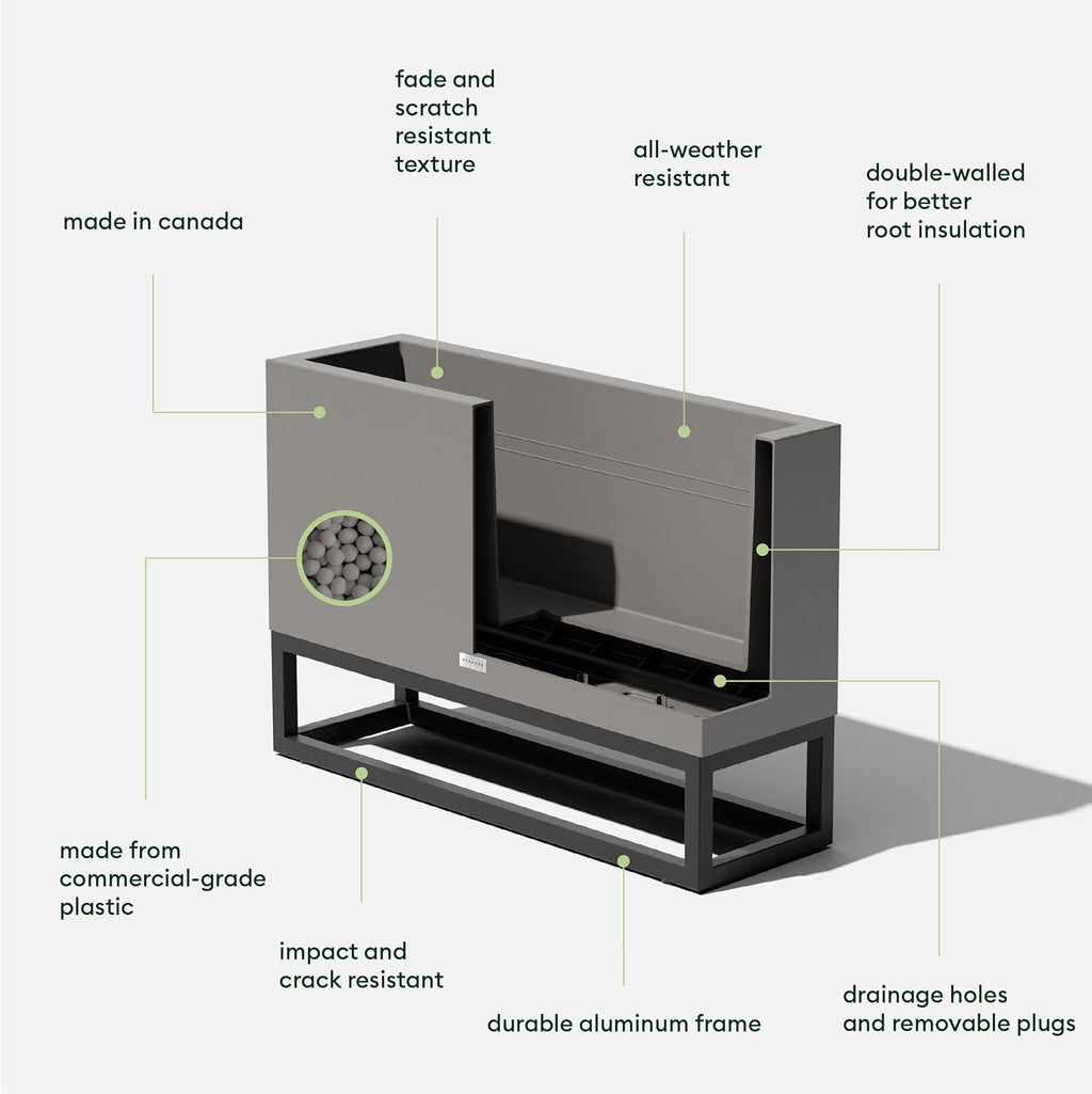 Veradek Block Series Raised Long Box Planter for Patio & Garden | Durable All-Weather Use with Aluminum Stand | Modern Décor for Herbs, Flowers