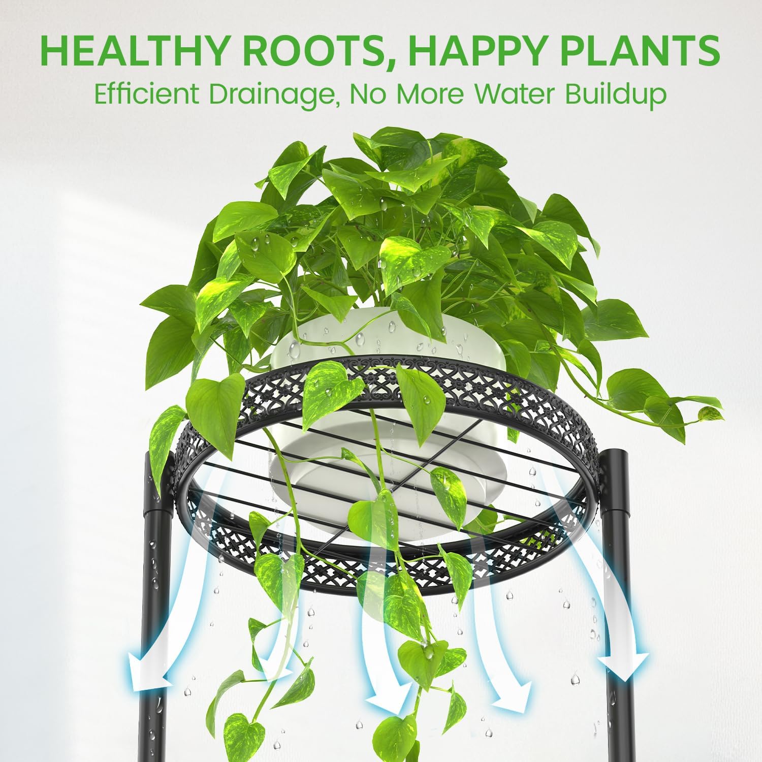 3 Tier Large Plant Stand Indoor Outdoor Clearance, Metal Flower Shelf Pot Holder, 10in Wide Multiple Plants Tall Corner Display Rack for Patio Orchid Office Porch Living Room Garden, Black