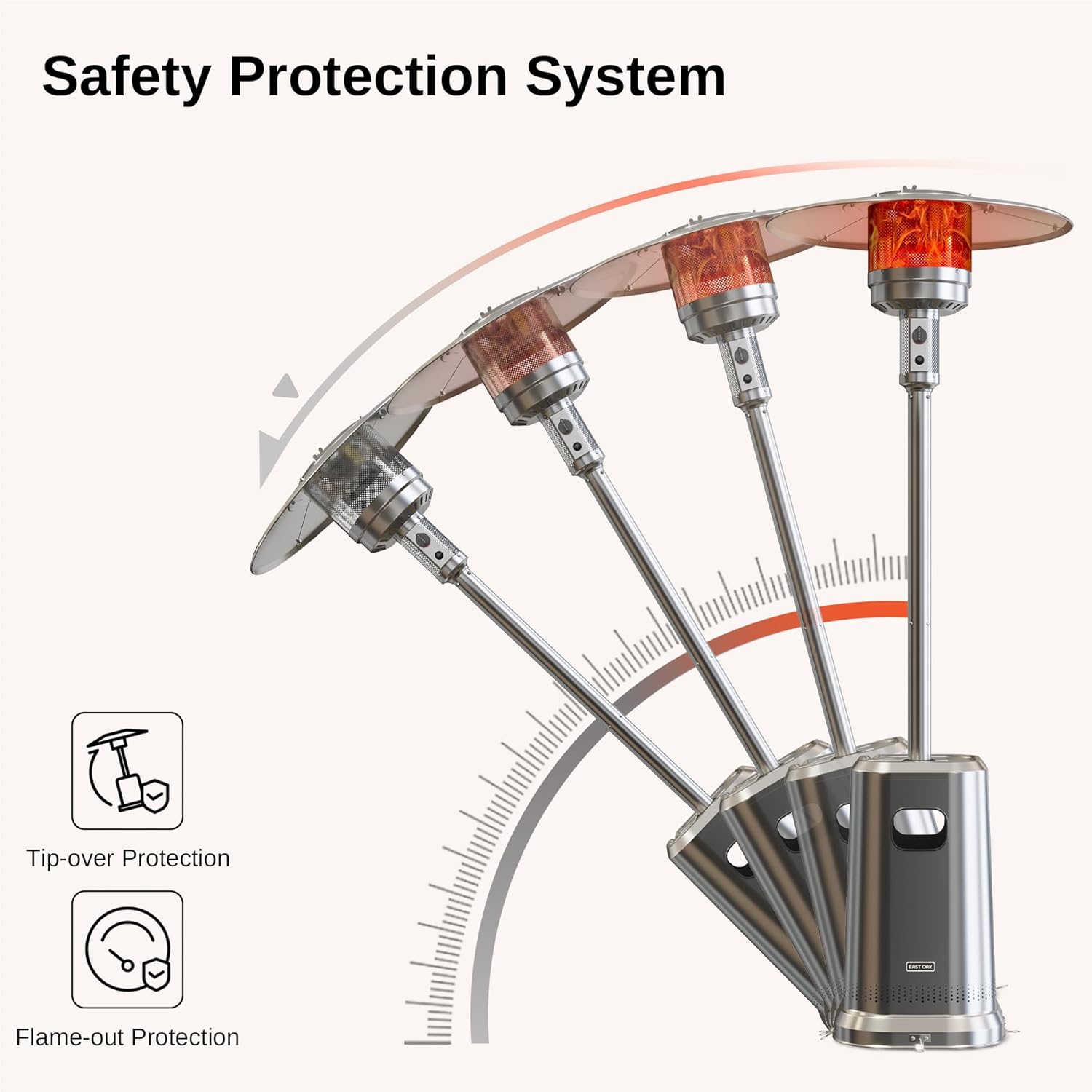 EAST OAK Anti-rust 50,000 BTU Patio Heater for Outdoor Use With Double-Layer Stainless Steel Burner, Table Design and Wheels, Propane Patio Heater for Home and Commercial, Stainless Steel