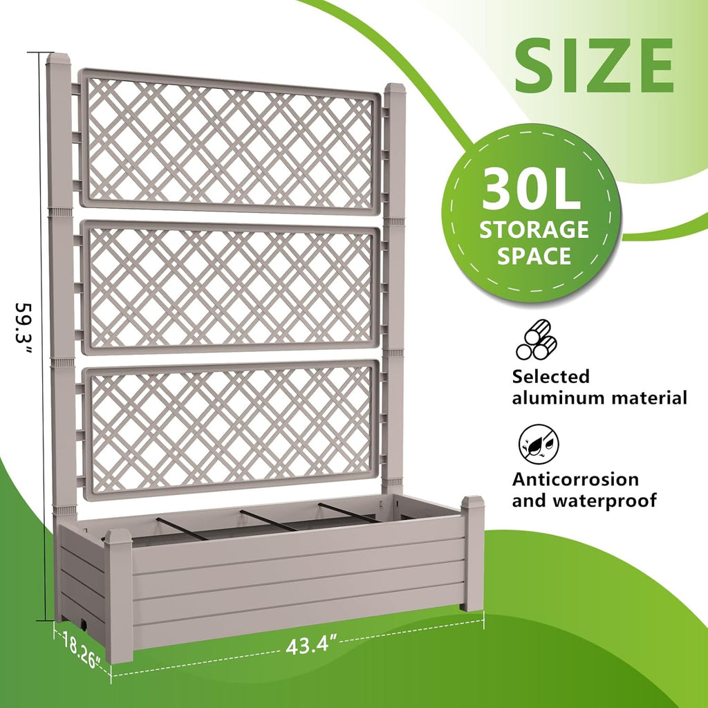 Elevated Raised Garden Bed,Outdoor Large Resin Patio Planter Box Stand Divisible with Drain Plug,Water Monitor for Plants Vegetables Flowers Fruits(Grey)