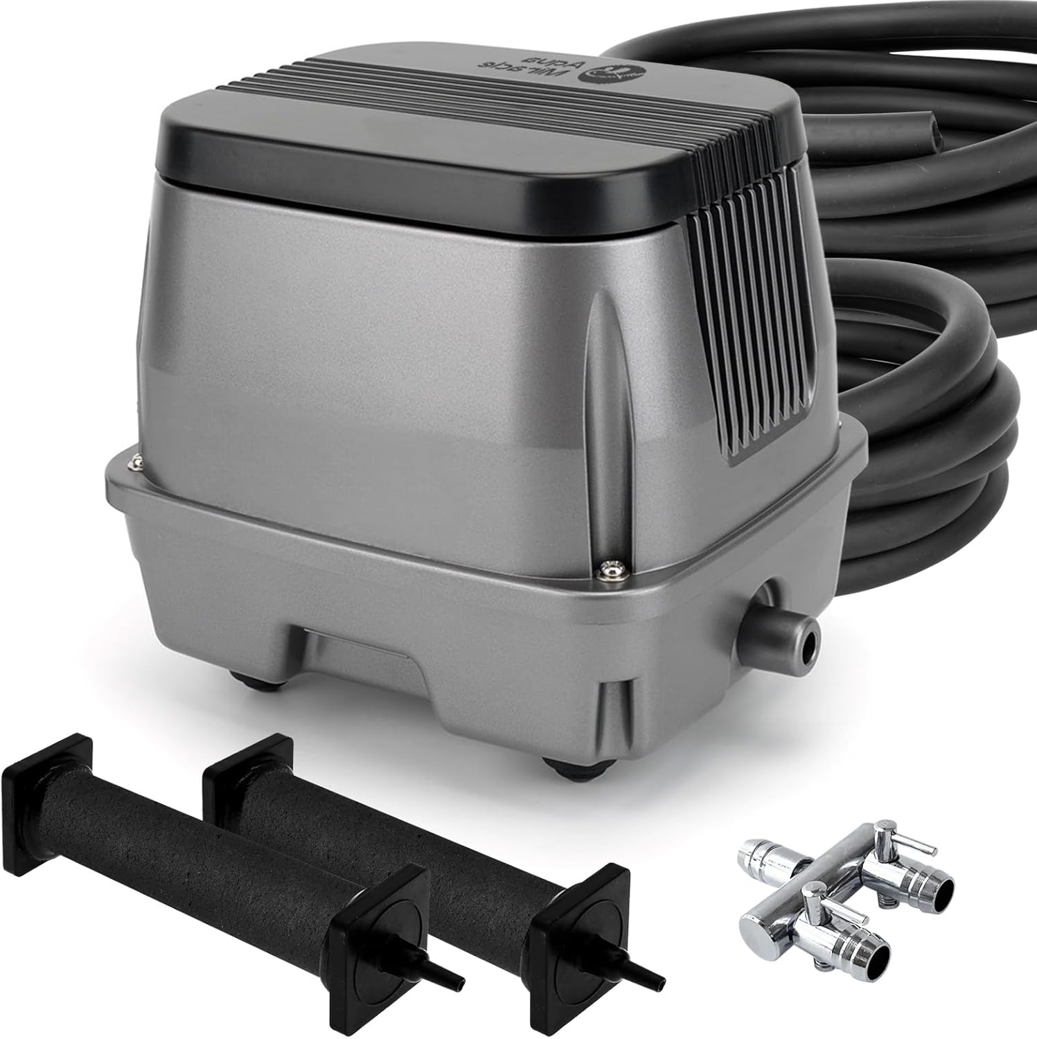 AquaMiracle Koi Pond Aerator Pond Air Pump for Outdoor Ponds 5000-10000 Gallons, All-in-One Aeration Kit with Self-Sinking Airline Flow Control Rubber Air Diffuser