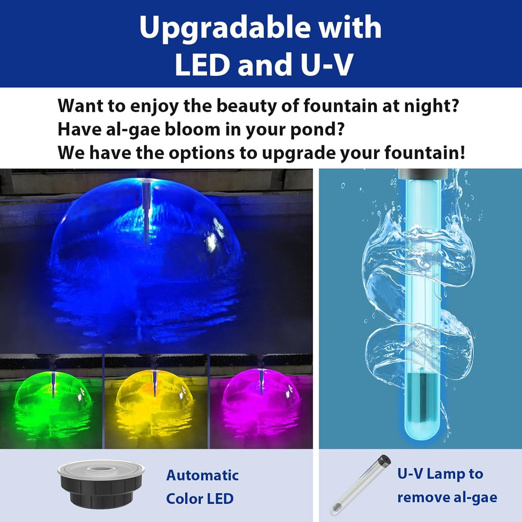 All-in-One Pond Filters for Outdoor Ponds 200-350 Gal, 400GPH Koi Pond Pump with 3 Spray Patterns, Pond Fountain Kit for Water Feature, Garden, Bird Baths, Upgradeable for LED and U - V Lamp