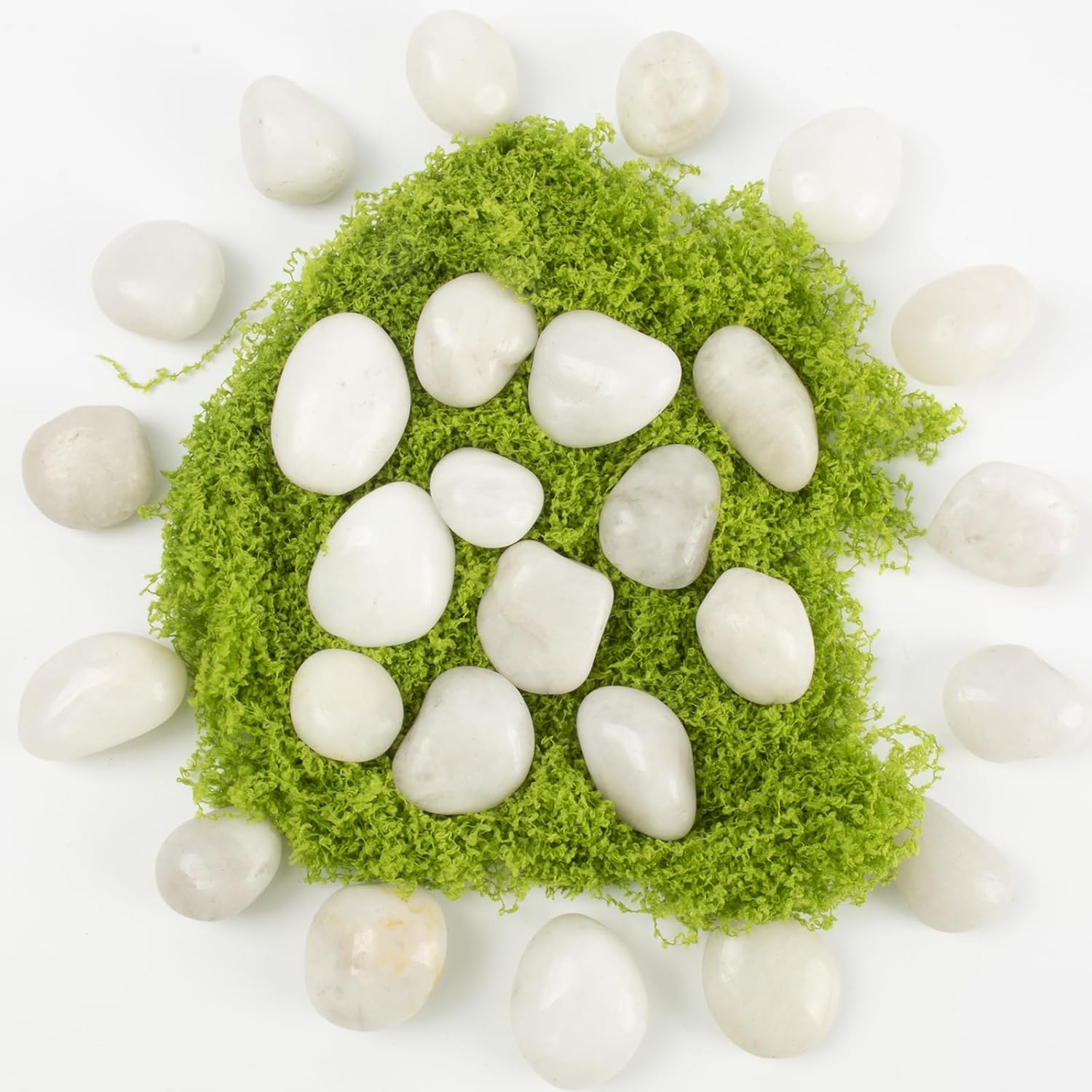 River Rocks - Natural Polished White Pebbles, 0.5-1 inch, 40 lbs - Perfect for Indoor Planting, Vase Filling, Aquarium Decoration, and Garden Landscaping (White, Weight: 40 LB)