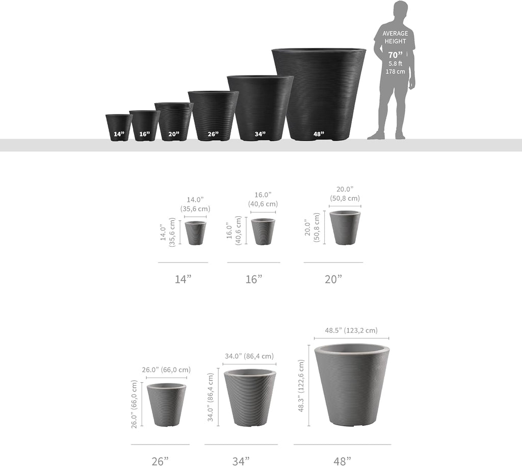 Crescent Garden Madison Planter– Weather-Resistant, Double Walled Indoor/Outdoor Plant Pot with Drain Hole – Durable All-Season Flower Container, 16" W (Old Bronze)