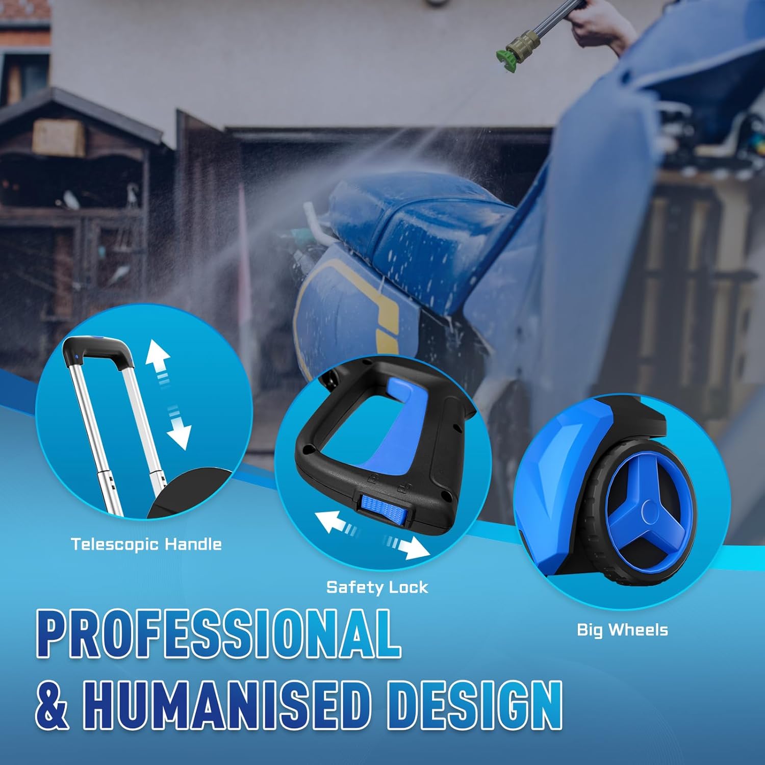 Pressure Washer with 4 Quick Connect Nozzles,Inlet Hose & Filter, Foam Cannon for Cars/Fences/Driveways Cleaning