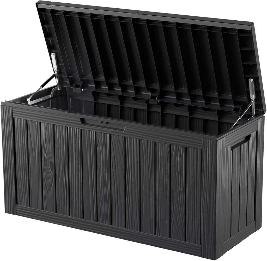 80 Gallon Outdoor Cushion Storage - Waterproof Deck Storage Box & Patio Storage Box, SpaceMax Resin Chest with Lock for Pool/Garden Tools, UV-Resistant, Onyx Black