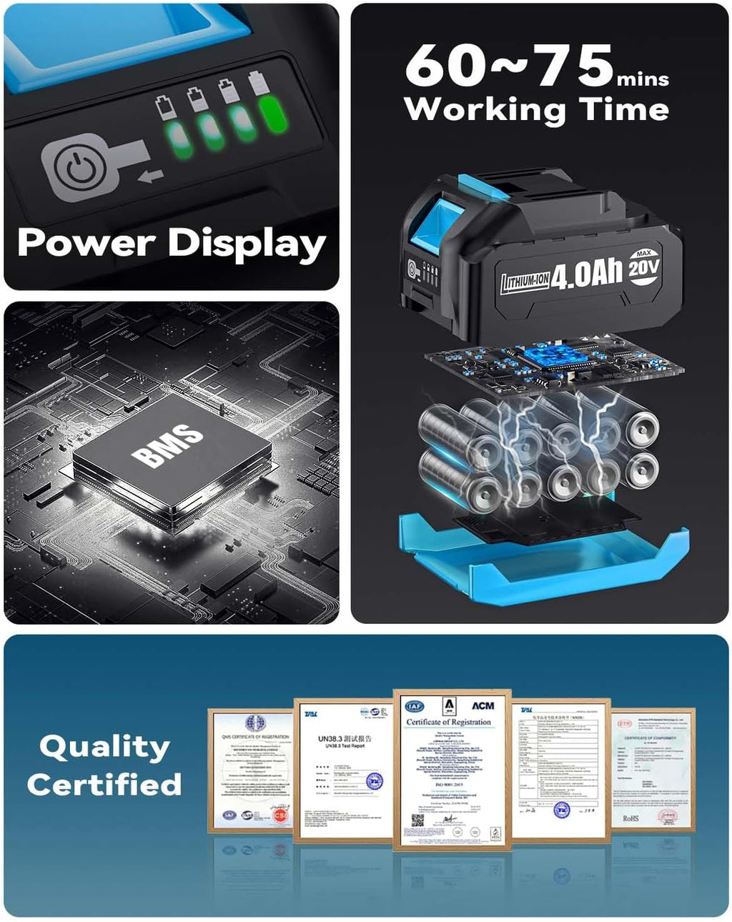 Weed Wacker Cordless, 20V MAX* 4.0Ah Battery Operated, Runing Time 75 mins, Weight only 5.2 lbs, Bladed Edger/Trimmer/Mower in 1 (with 4.0Ah Battery)
