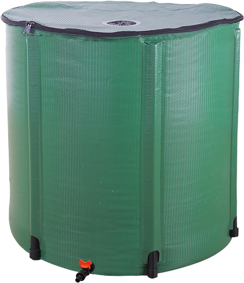 Collapsible Rain Barrel, 200 Gallon Portable Rainwater Collection System, Water Storage Tank, Rain Catcher Barrel with Spigots and Overflow Kit, Rain Water Barrel Collector for Garden, Green