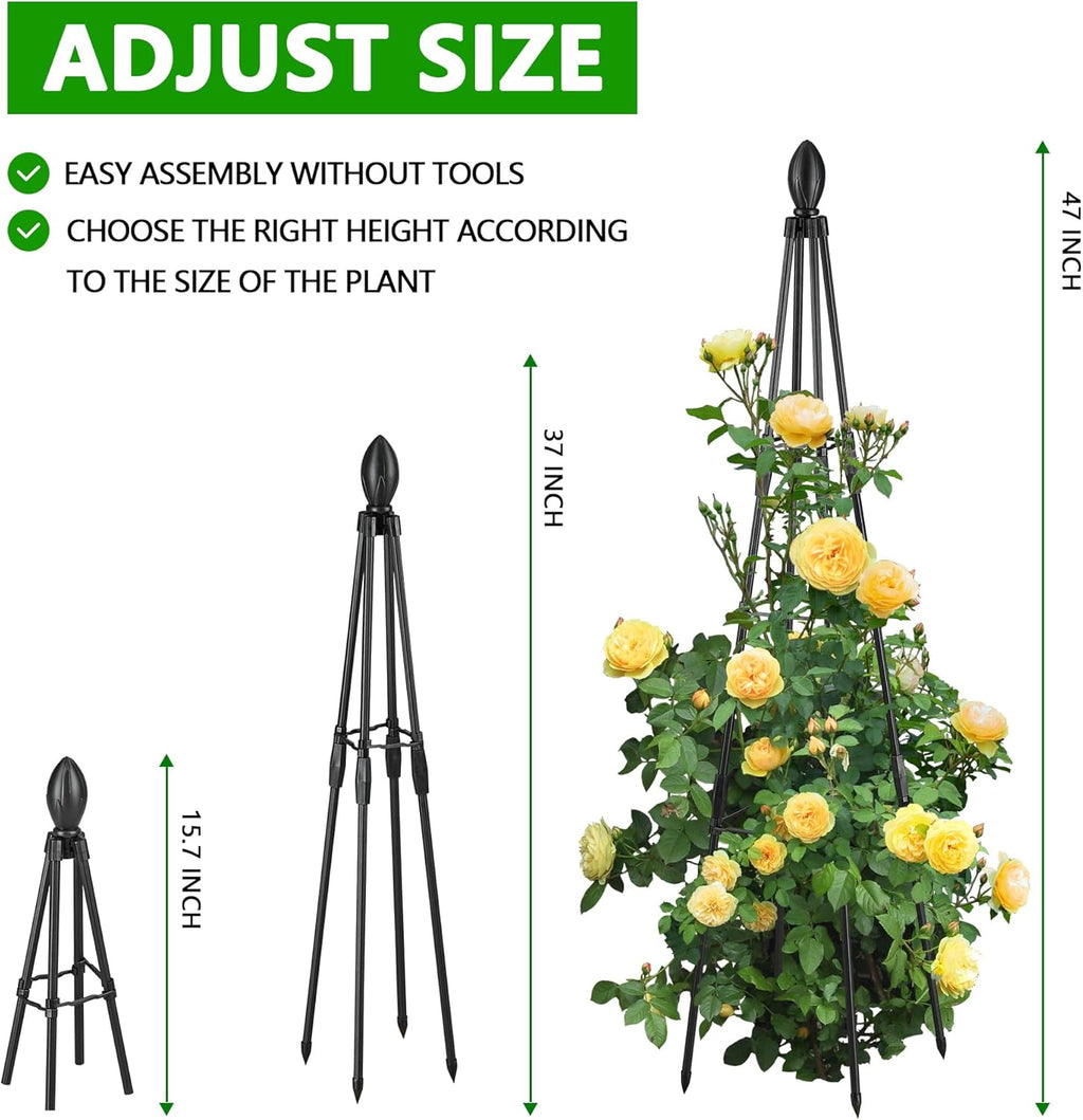 2 Pack Garden Trellis for Climbing Plants, Garden Trellis Rustproof Plastic Coated Metal Plant Support for Vegetables, Vines and Rose Bushes