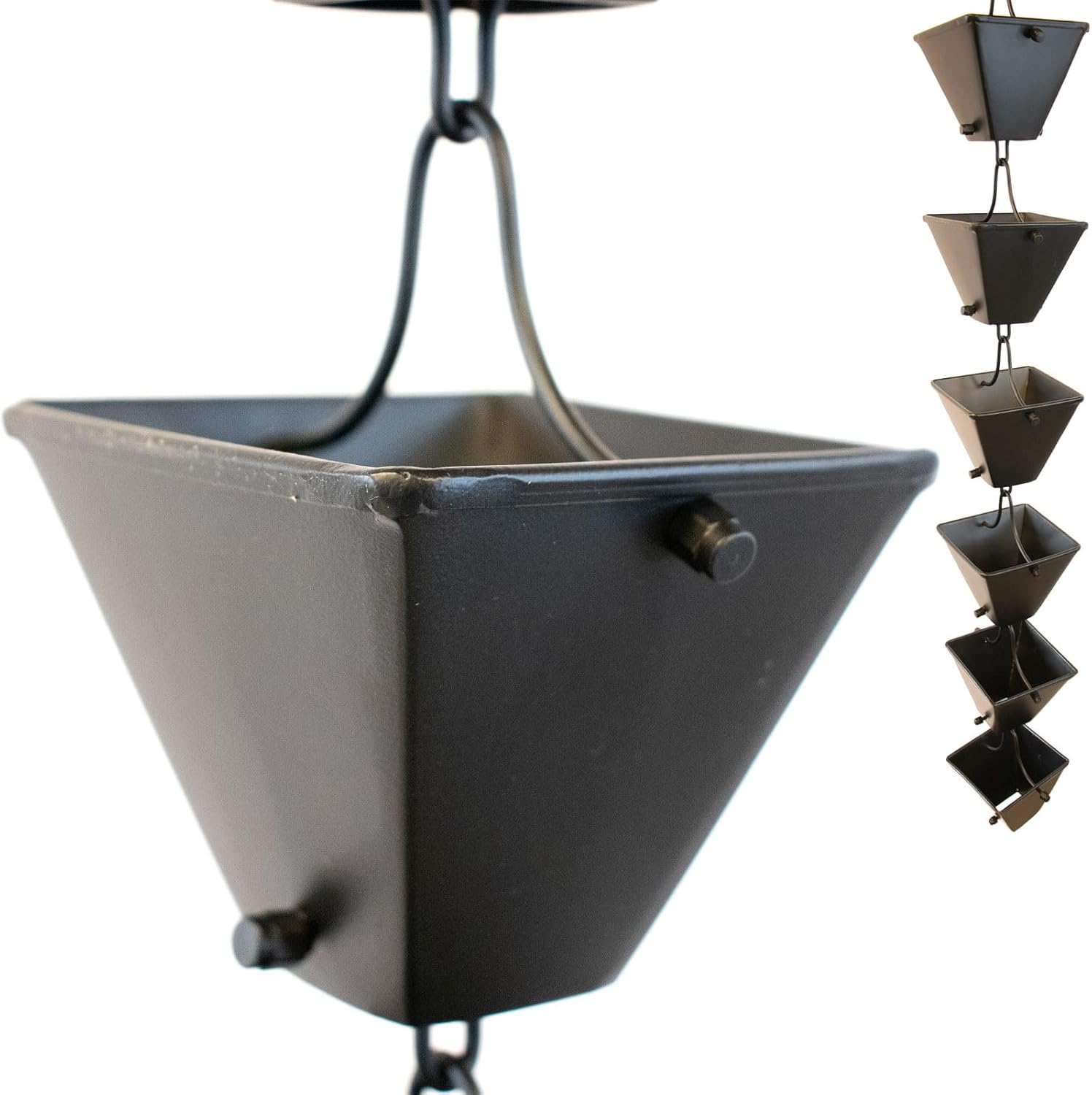 Nutshell Stores Medium Square Cups Rain Chain - Black - 8 Feet