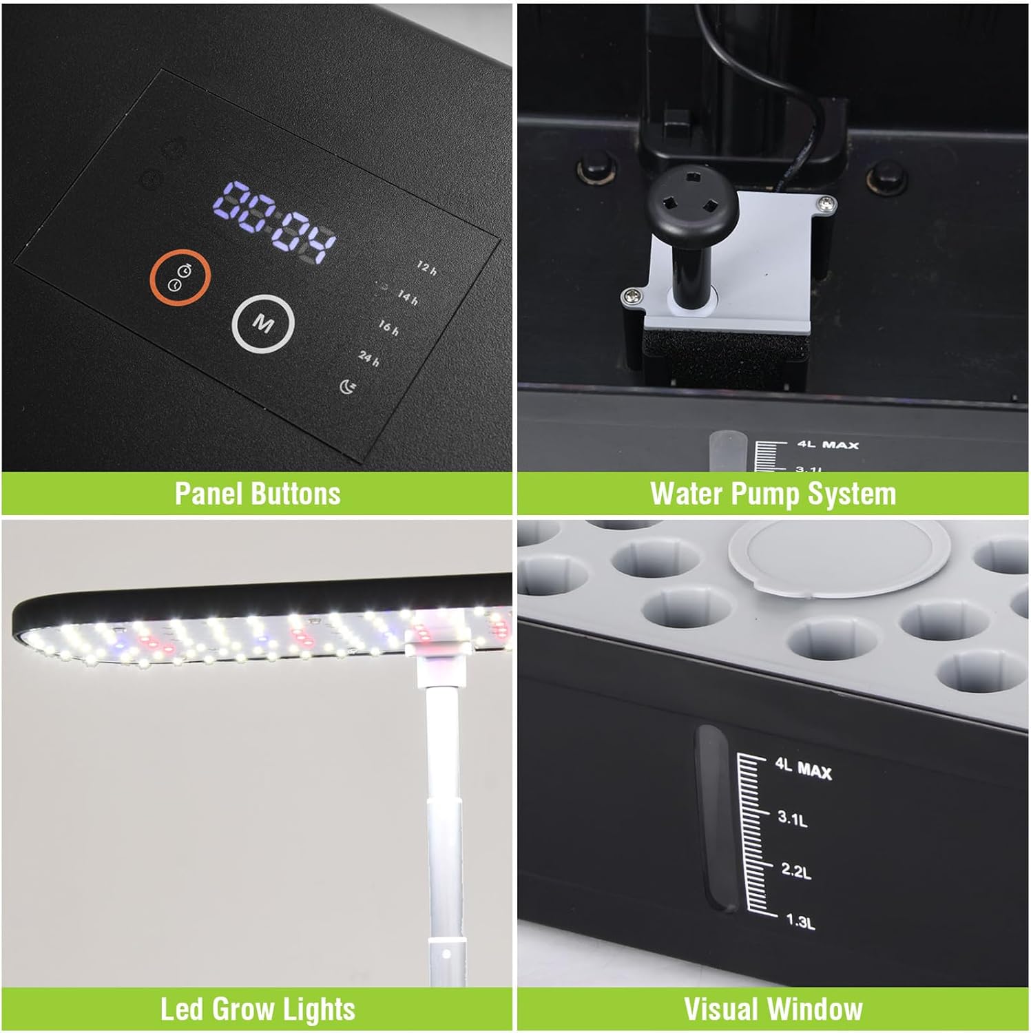 52 Pods Hydroponics Growing System Kit, Indoor Herb Garden with Smart LED Grow Light, Large Capacity Water Tank, Adjustable Height, Auto Timer & Quiet Pump for Home Kitchen Office Indoor Gardening