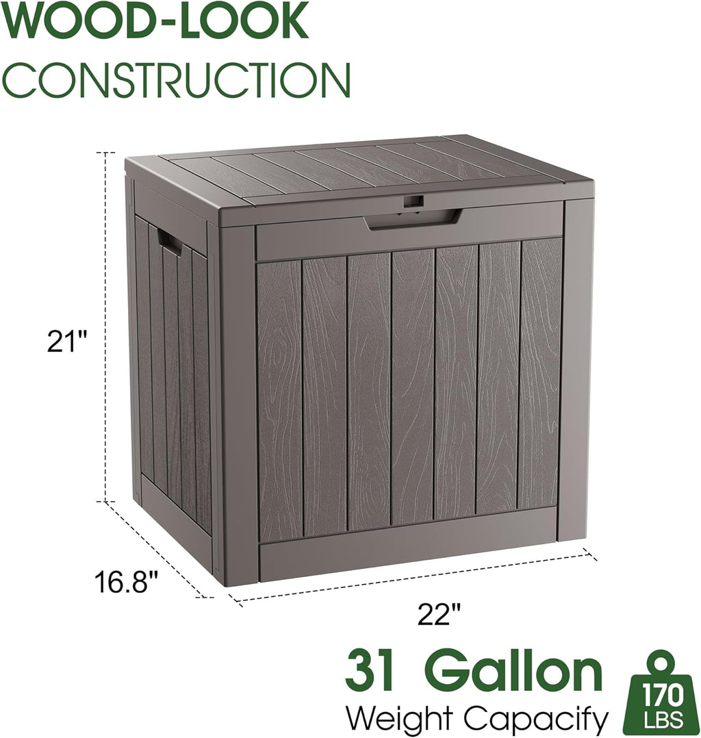 KAMABOKO 32 Gallon Outdoor Storage Box 2 Pack All-Weather Deck Box for Patio Furniture, Package Deliveries, Garden Tools, Pool Supplies & Cushions, Grey