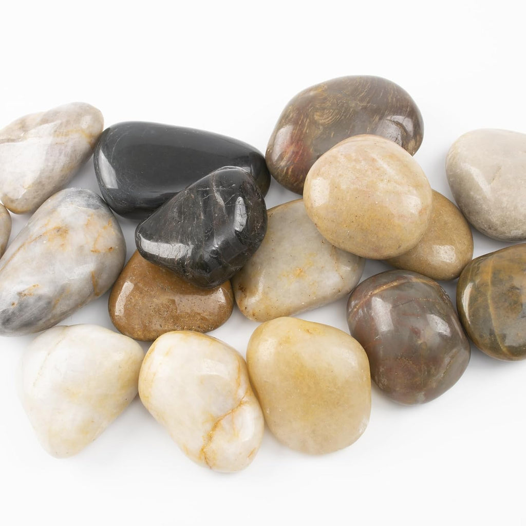20lbs 2-3 Inch River Rocks, Decorative Mixed Pebbles for Garden Landscaping, Indoor Plants, Fish Tanks, Vases, and Succulents – Ideal for Home Decoration and Outdoor Gardens (Mixed, Weight: 20 LB)