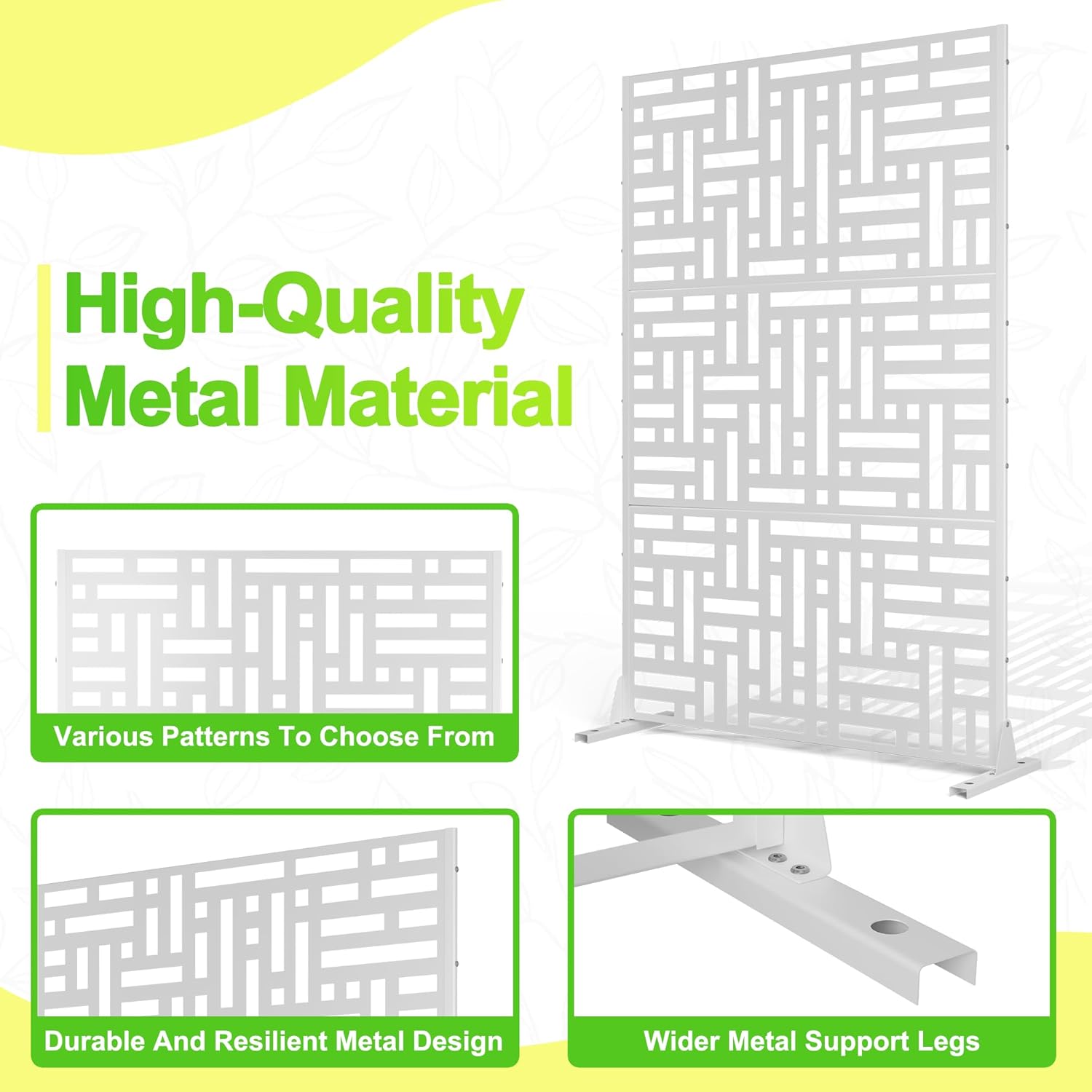Outdoor Privacy Screen,72" H×47" W Metal Privacy Screen, Freestanding Privacy Fence Panels for Patio