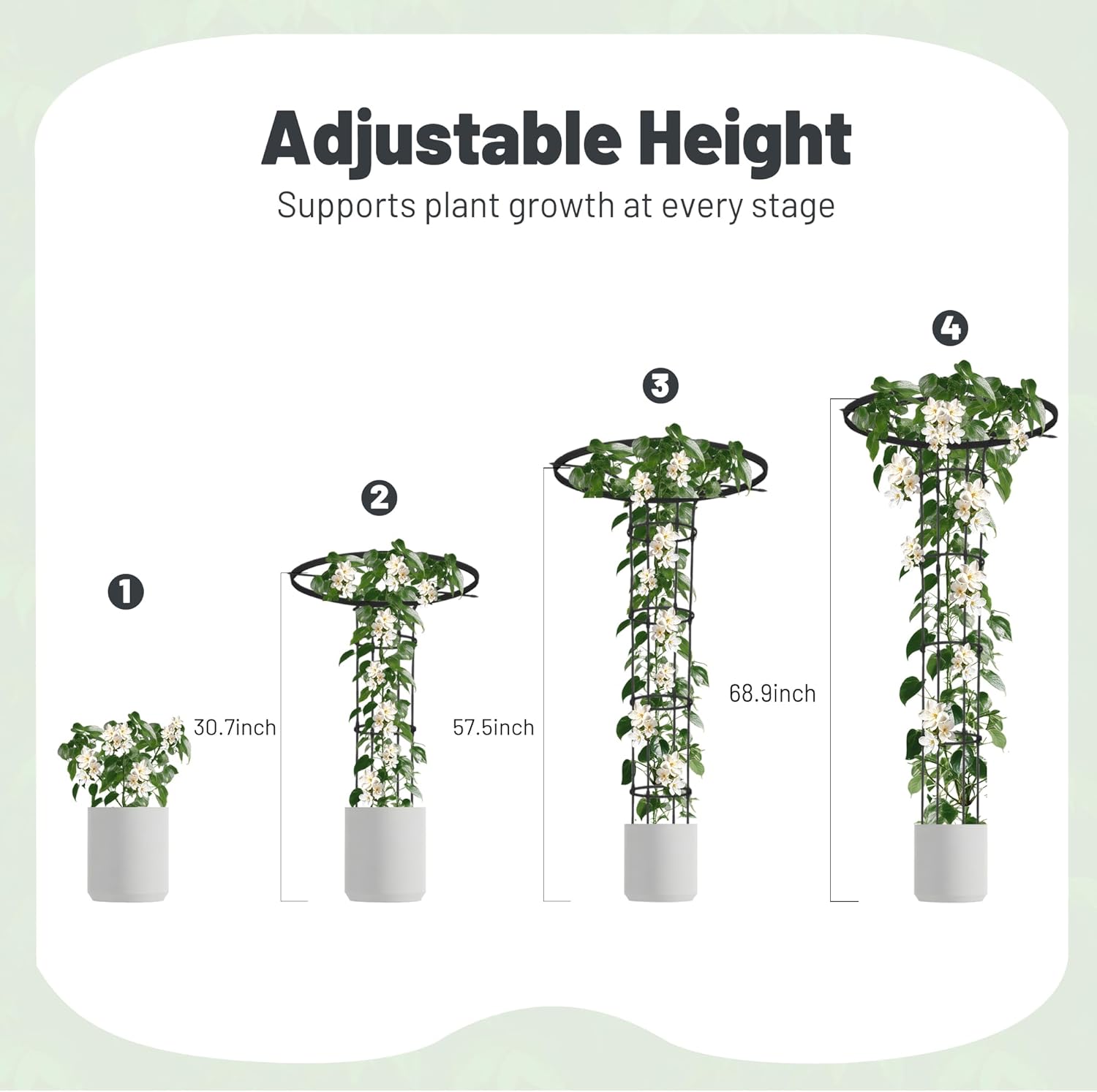 Garden Trellis for Climbing Plants Outdoor, 5.7FT Tall Metal Obelisk Trellis, 68.9" Umbrella Trellis for Potted Plants, Mushroom Top Trellises for Vines, Rose, Clematis, Pea, Bean, Tomato